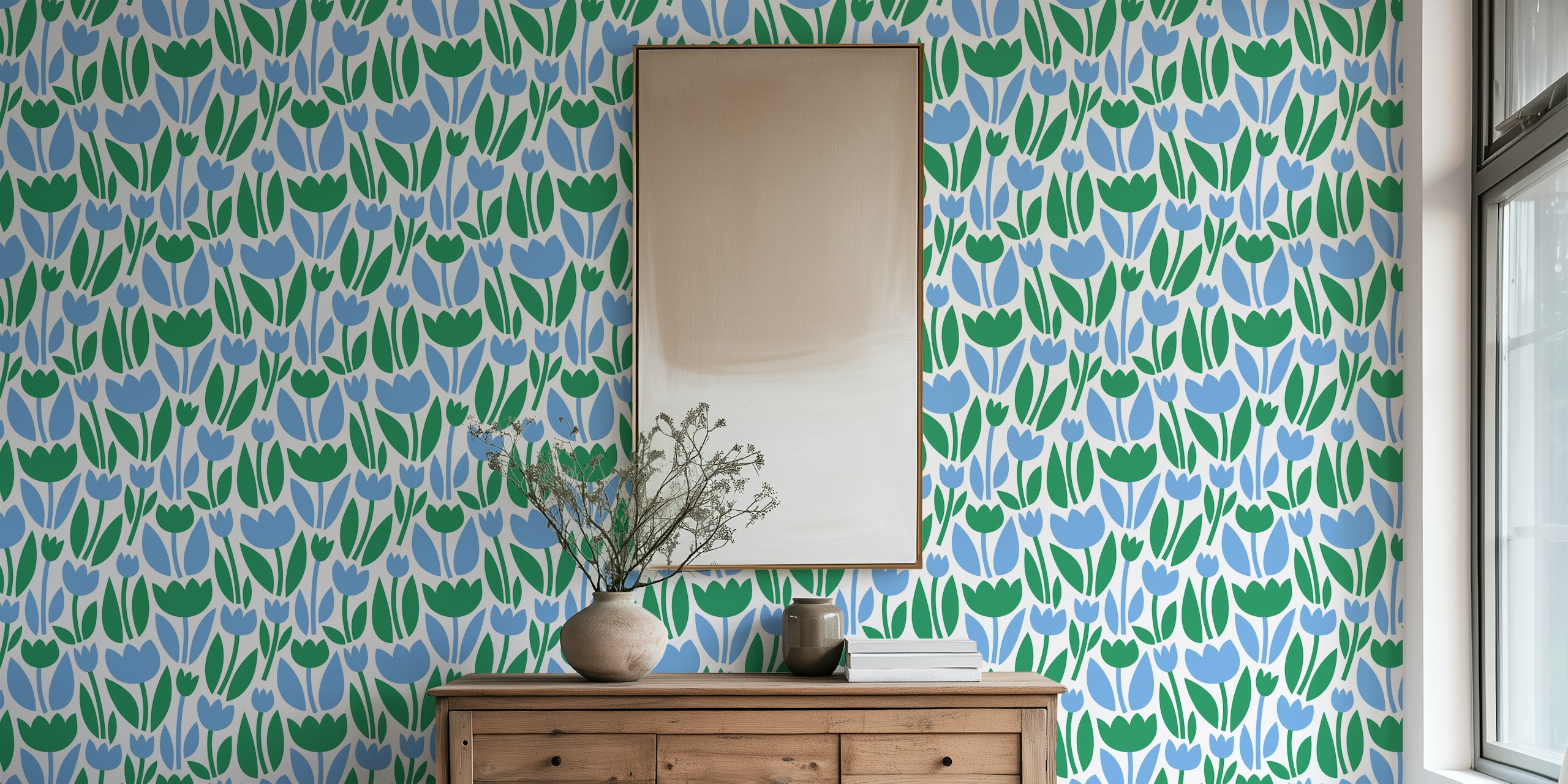 Dancing Tulips wallpaper in a room