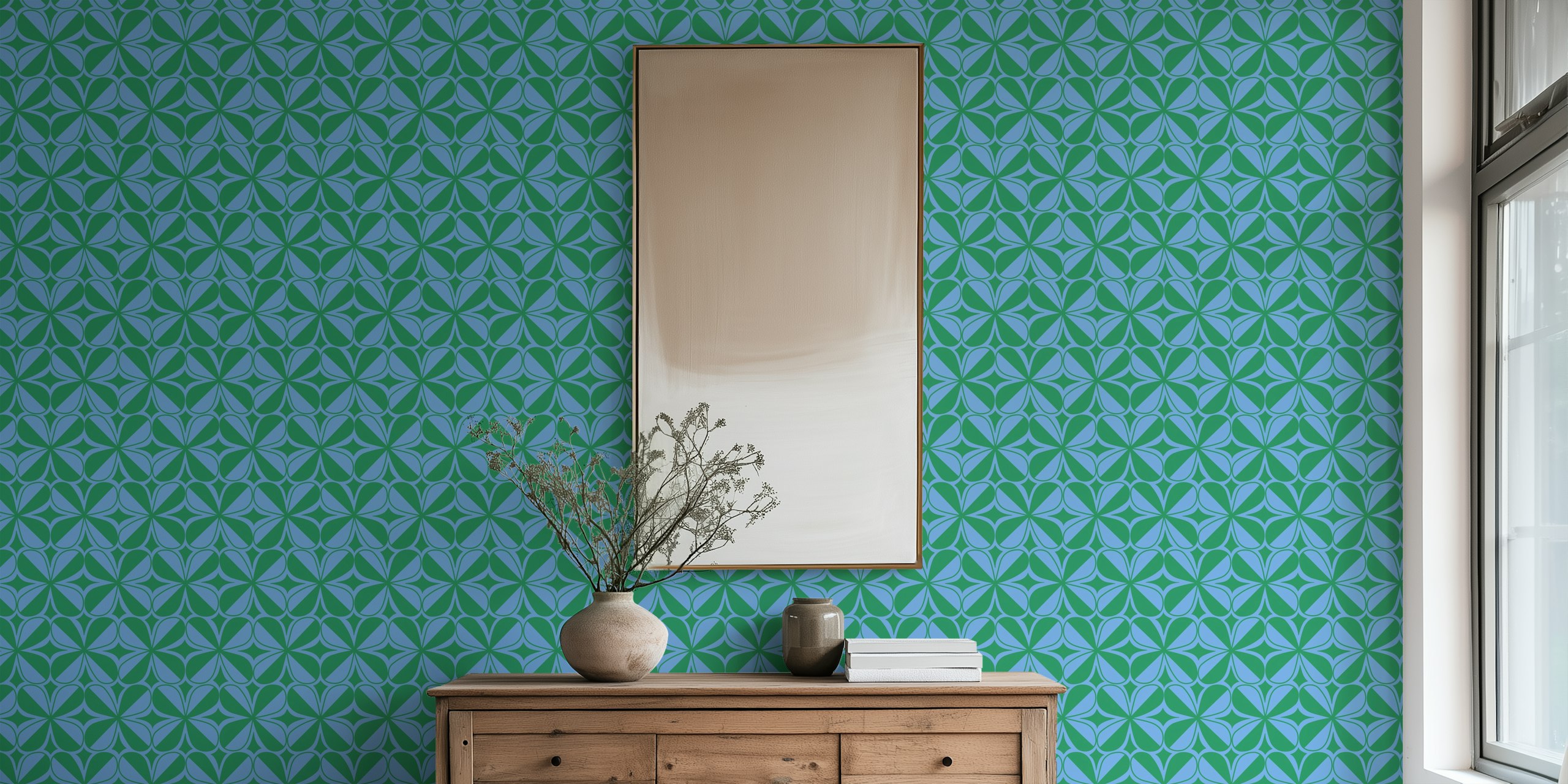 Papel pintado Mosaic Flower en una habitación