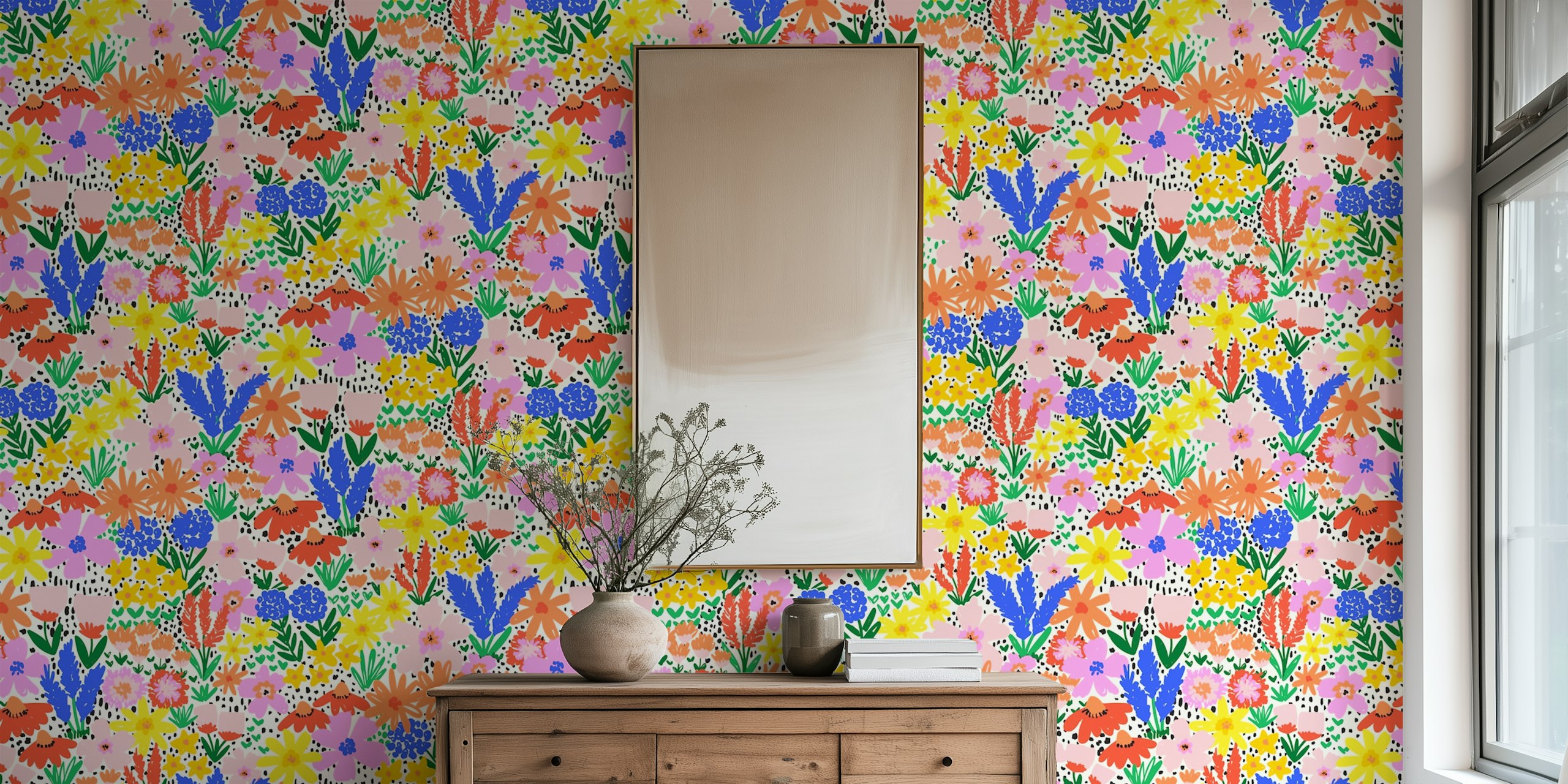 Happy Colorful Summer Flower Meadow wallpaper u sobi