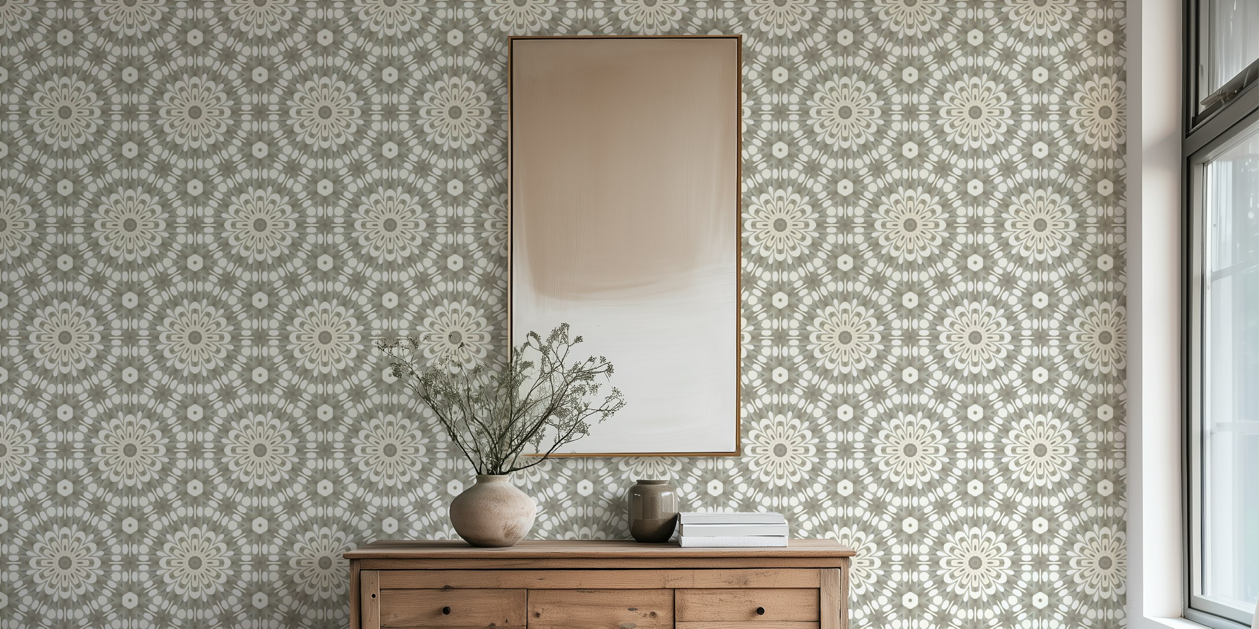 Retro Floral Tile Design dans une pièce