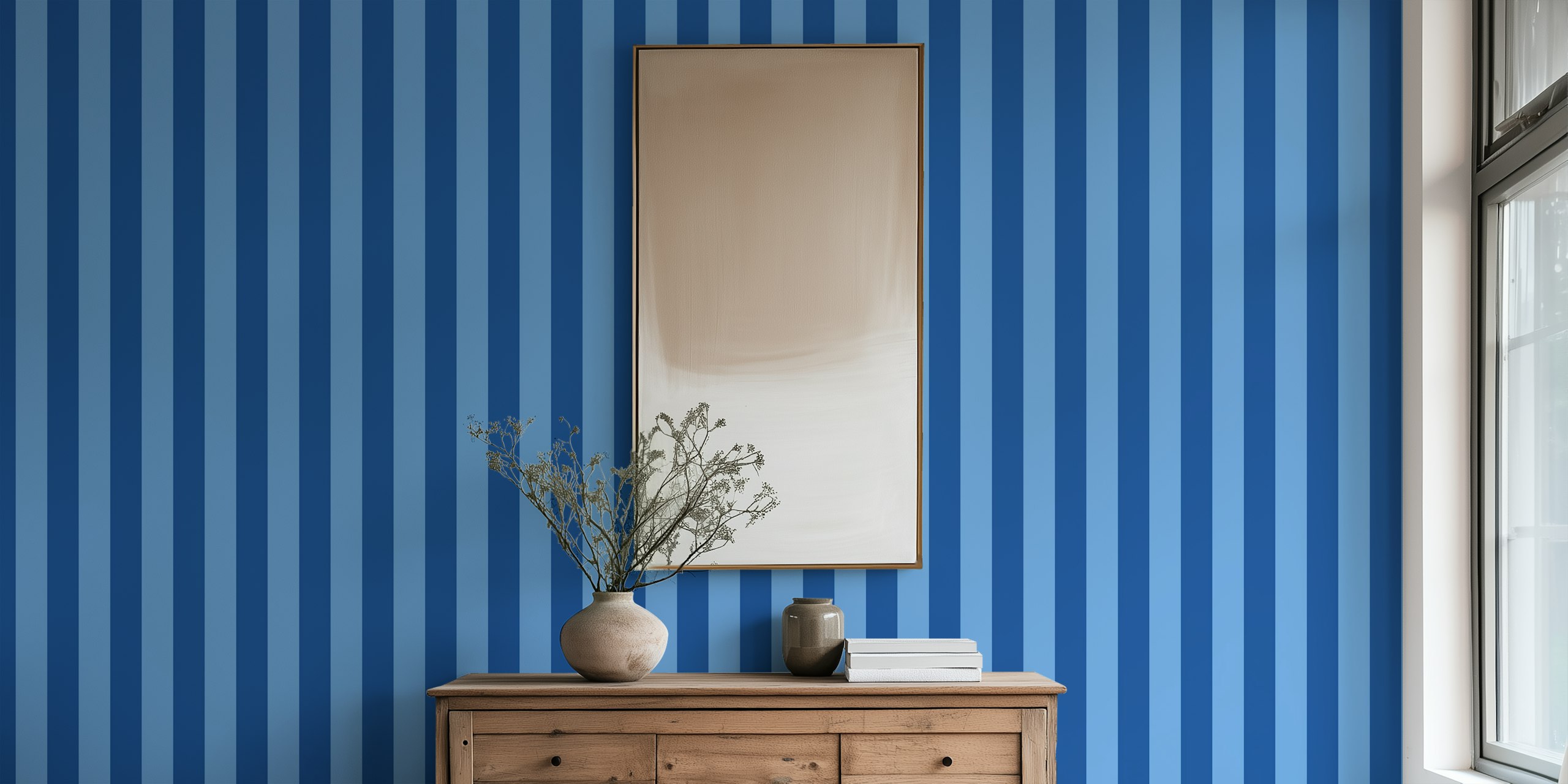 Retro Blue Stripes tapet i et rum