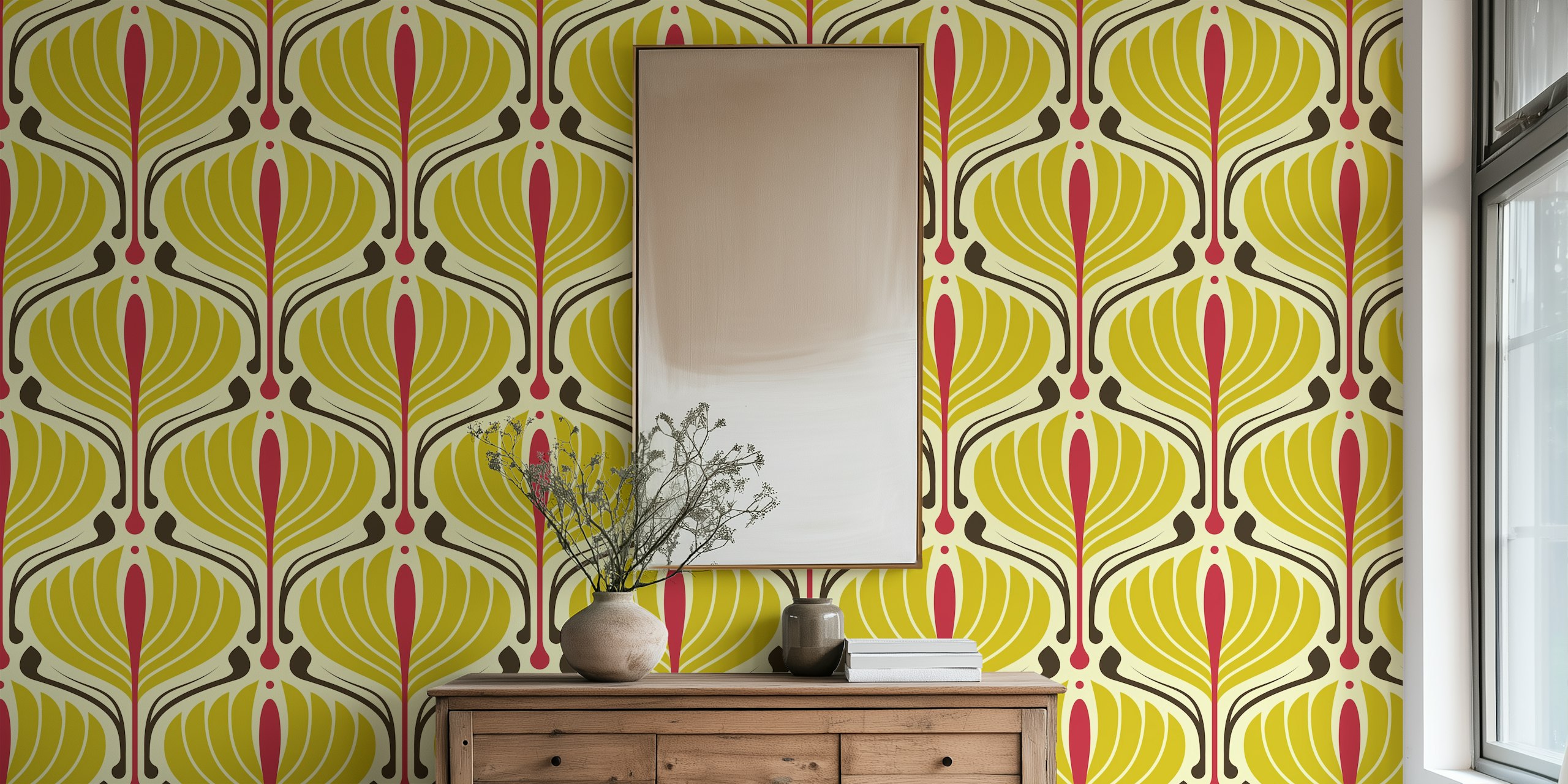 KF 0238 D - Vintage Retro Floral wzór w pokoju