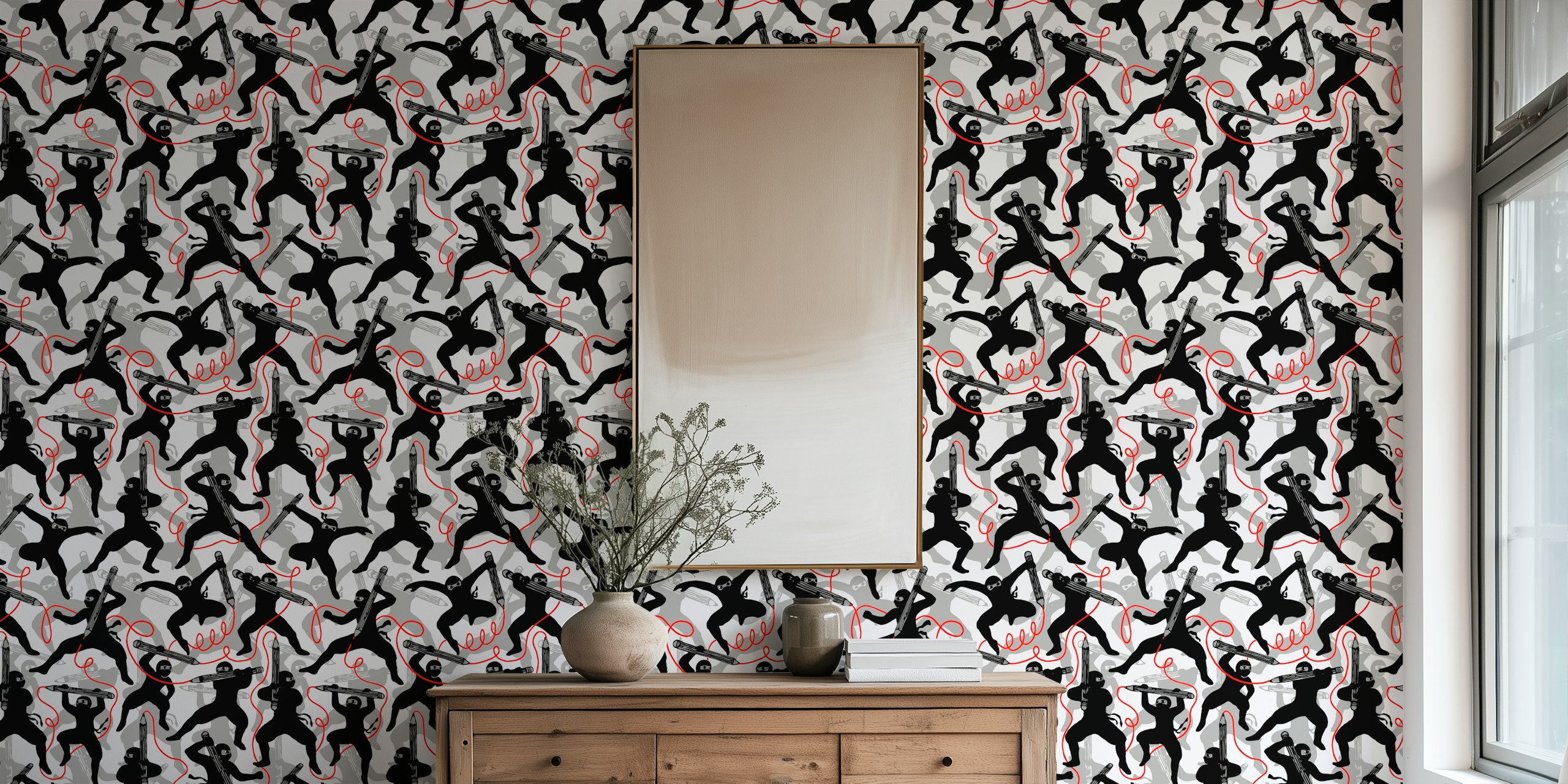 Ninja school wallpaper displayed in a room