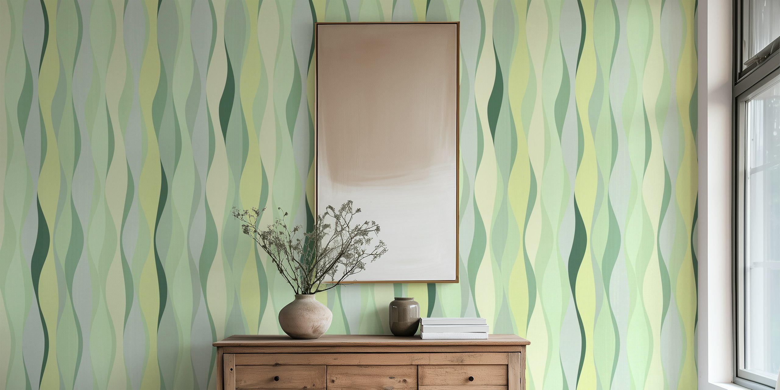 Green Wave behangontwerp in een kamer