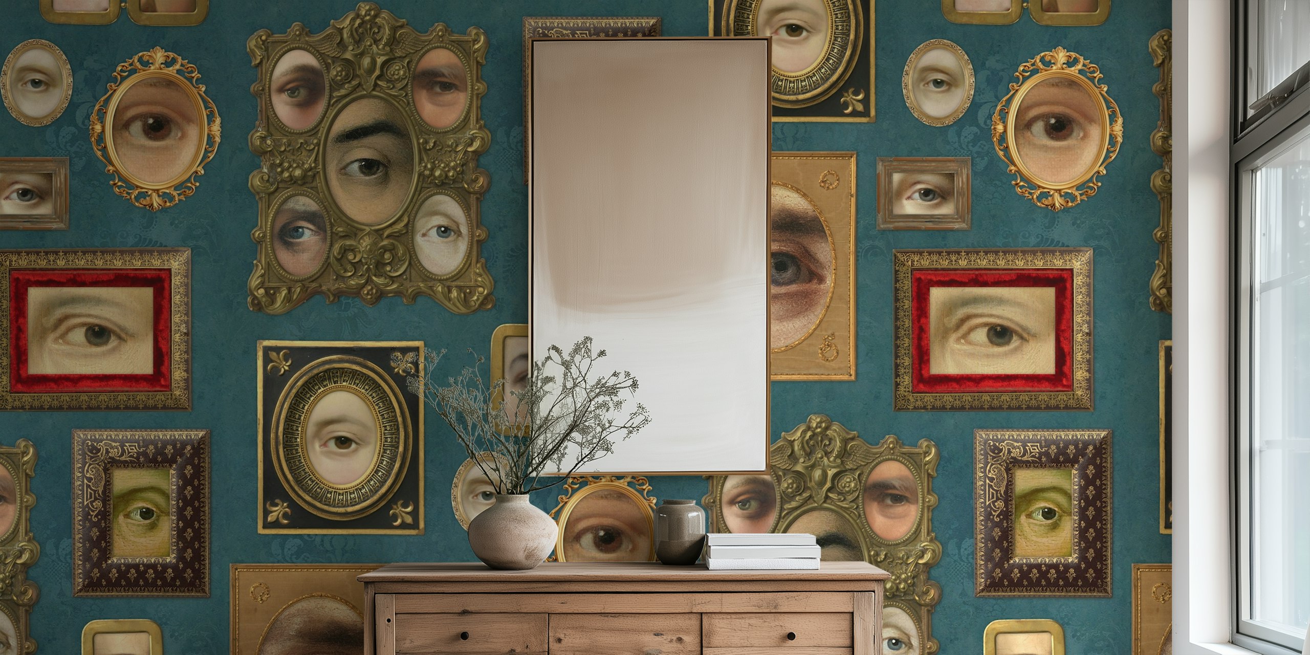 Single Eyes Victorian Portraits tapet i et rom