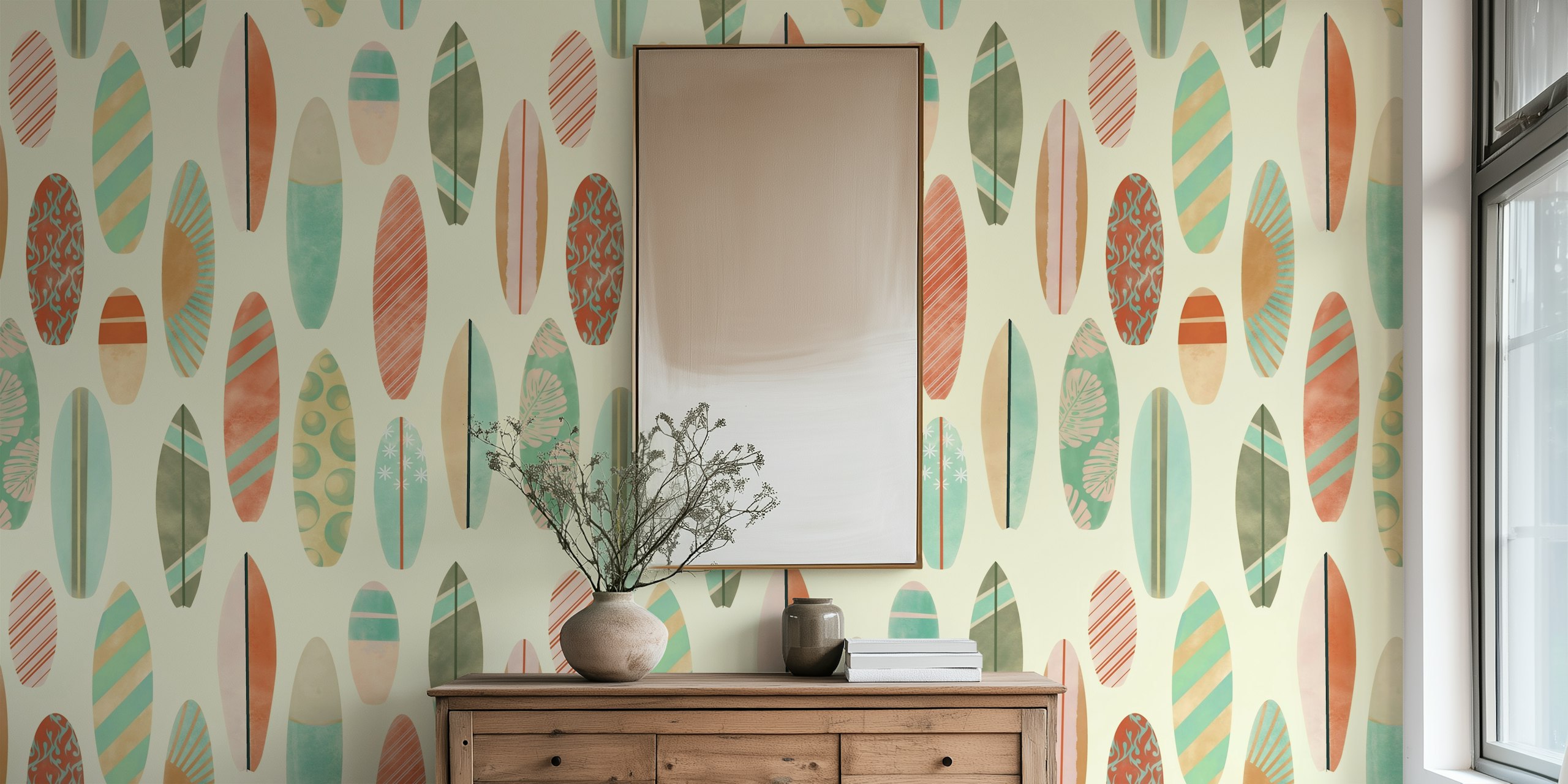 papel de parede Surf Vintage Vibe em um quarto