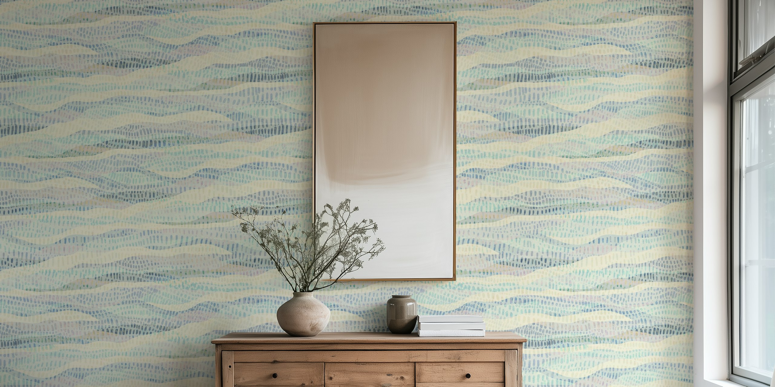 Textured sea blue papel de parede em um quarto