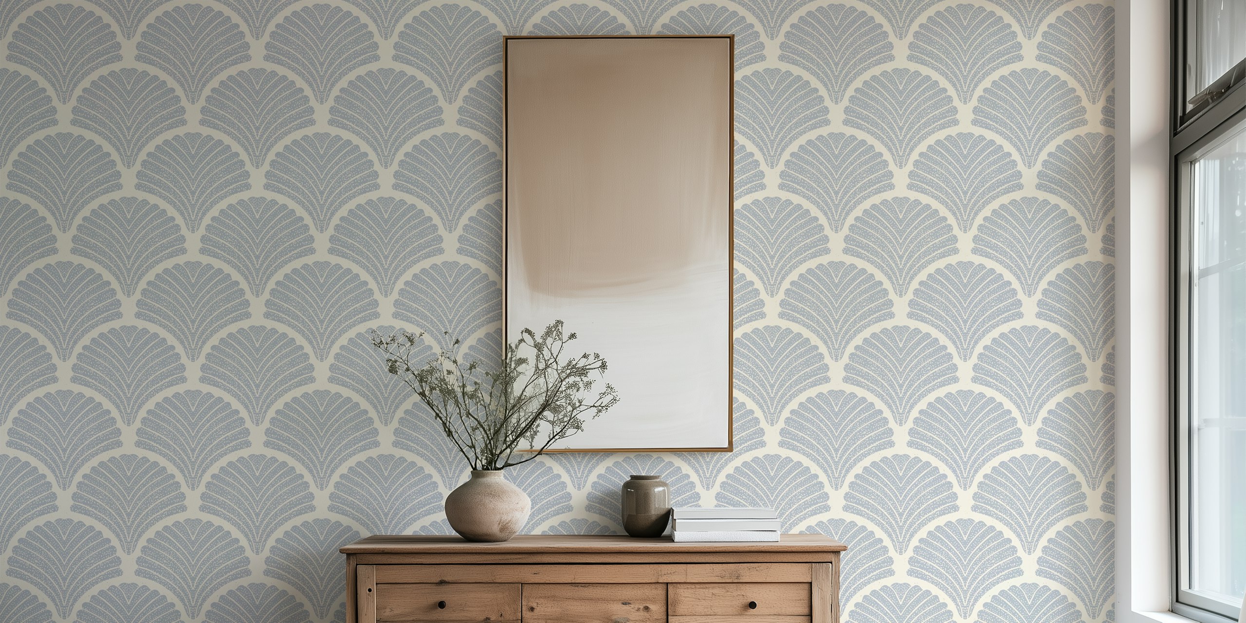 Coastal Seashells in Neutral Grey i ett rum