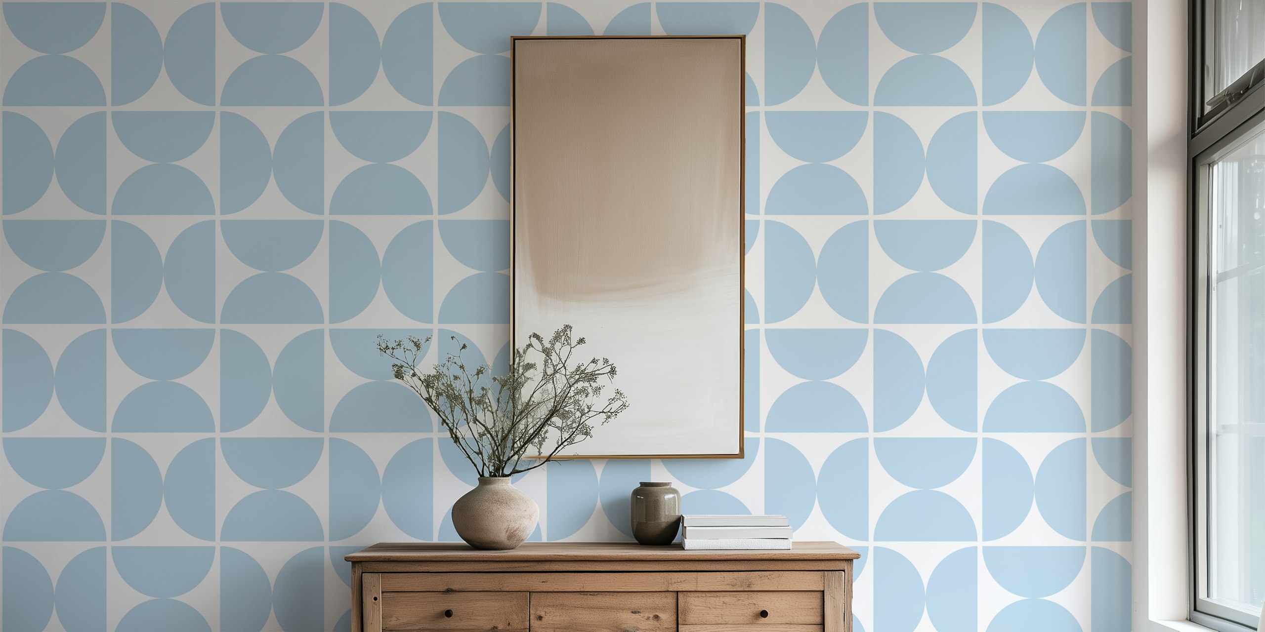 Semicircles Air Blue and White wallpaper design