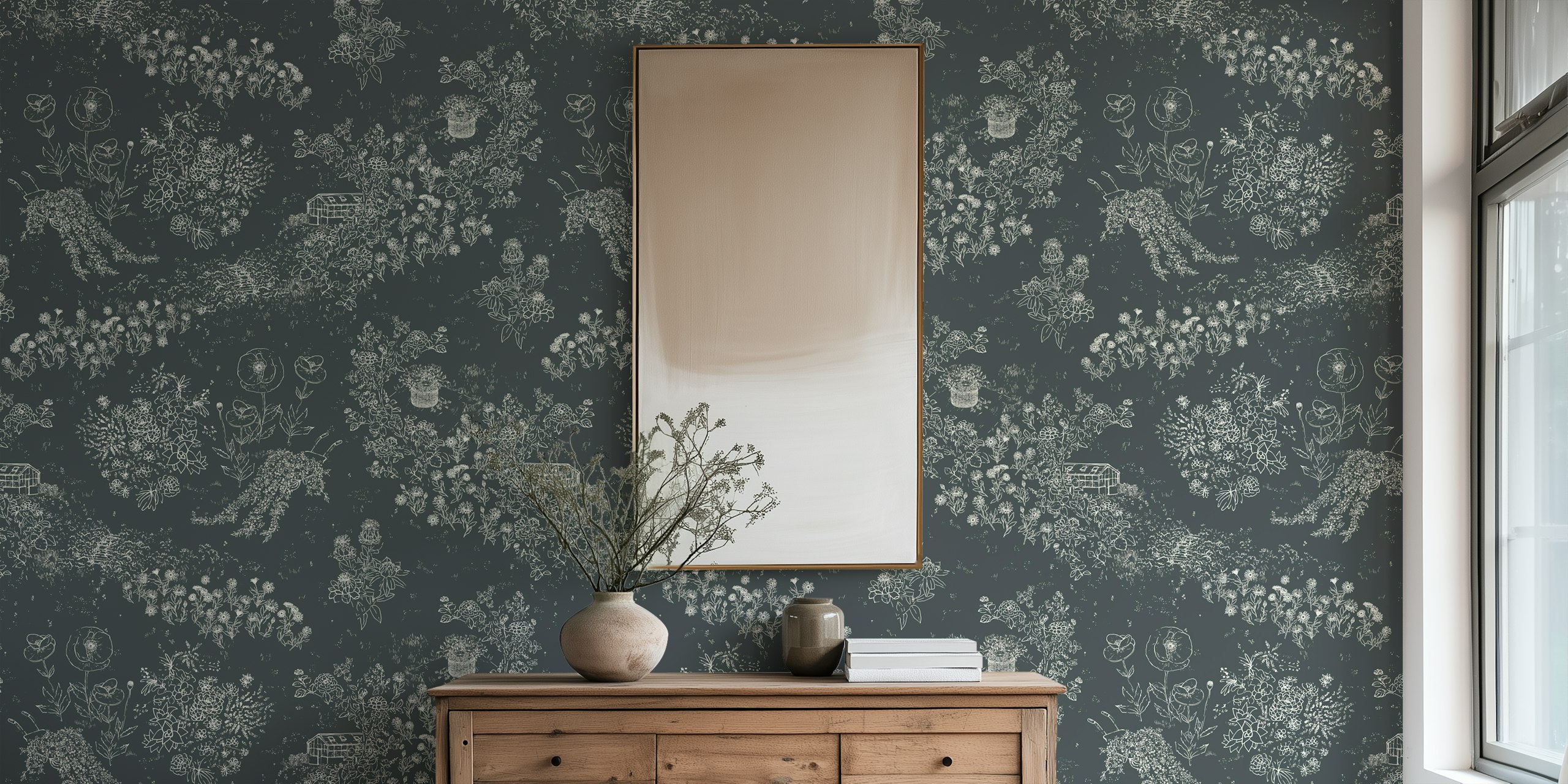 Tapeta Whimsical garden toile u sobi