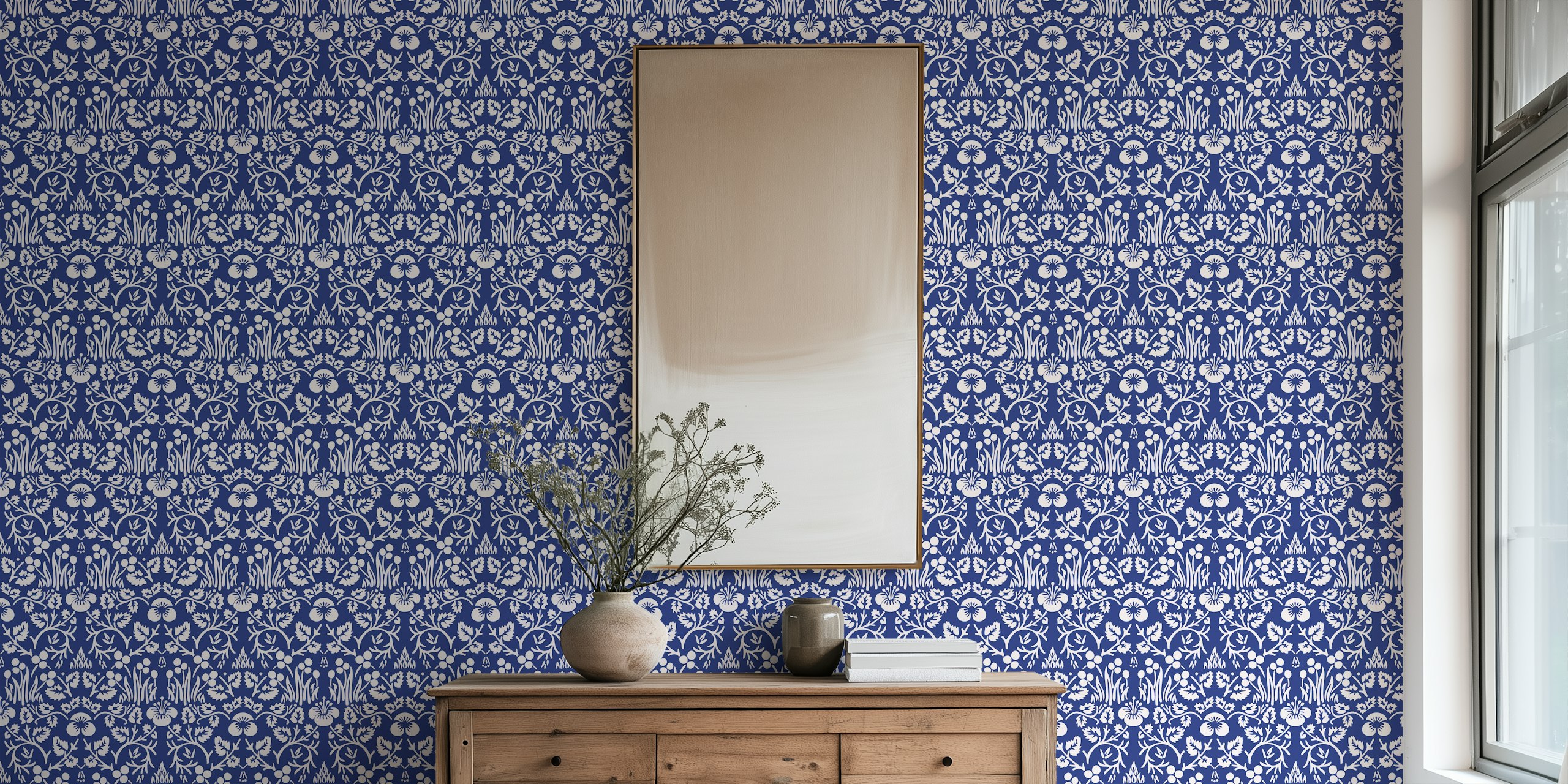 Carta da parati Victorian Eyebright pattern 9 in una stanza