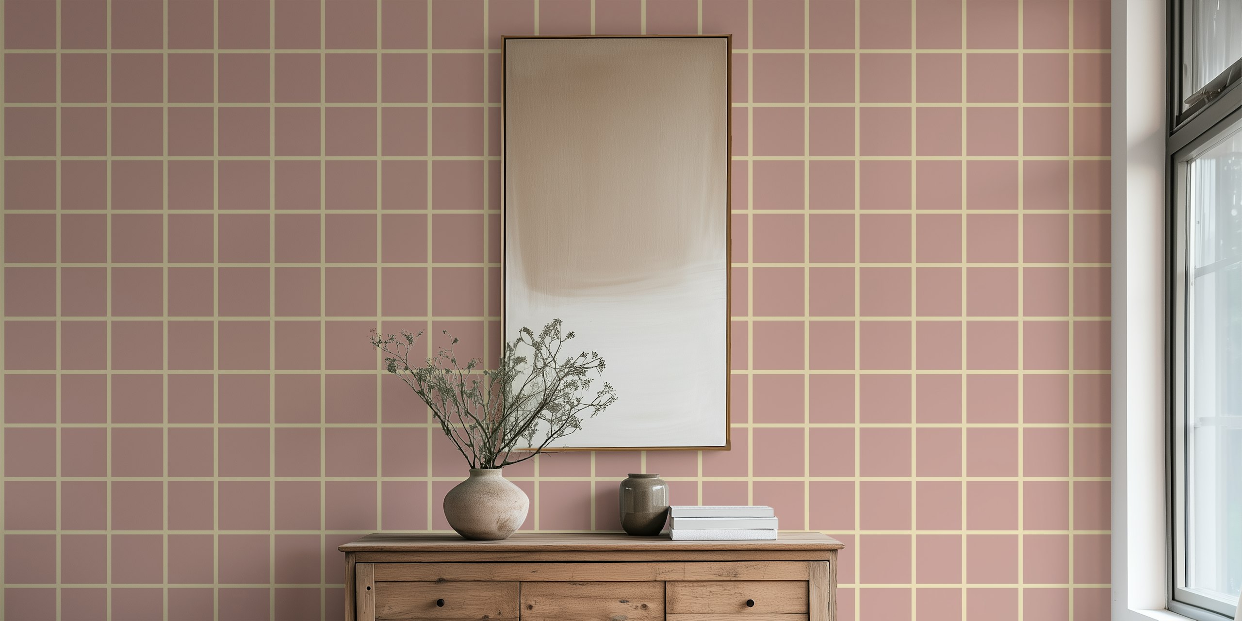 Tapeta Minimalist Pastel Grid v místnosti