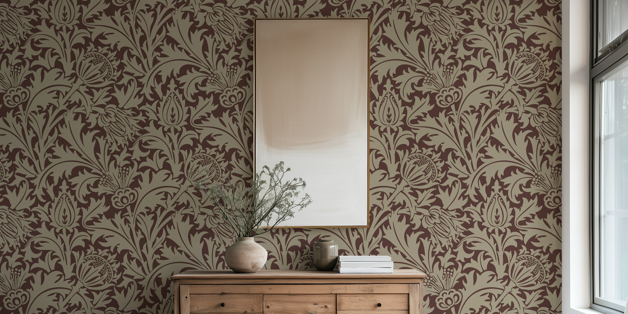 Victorian Pure Thistle 6 wallpaper in a room