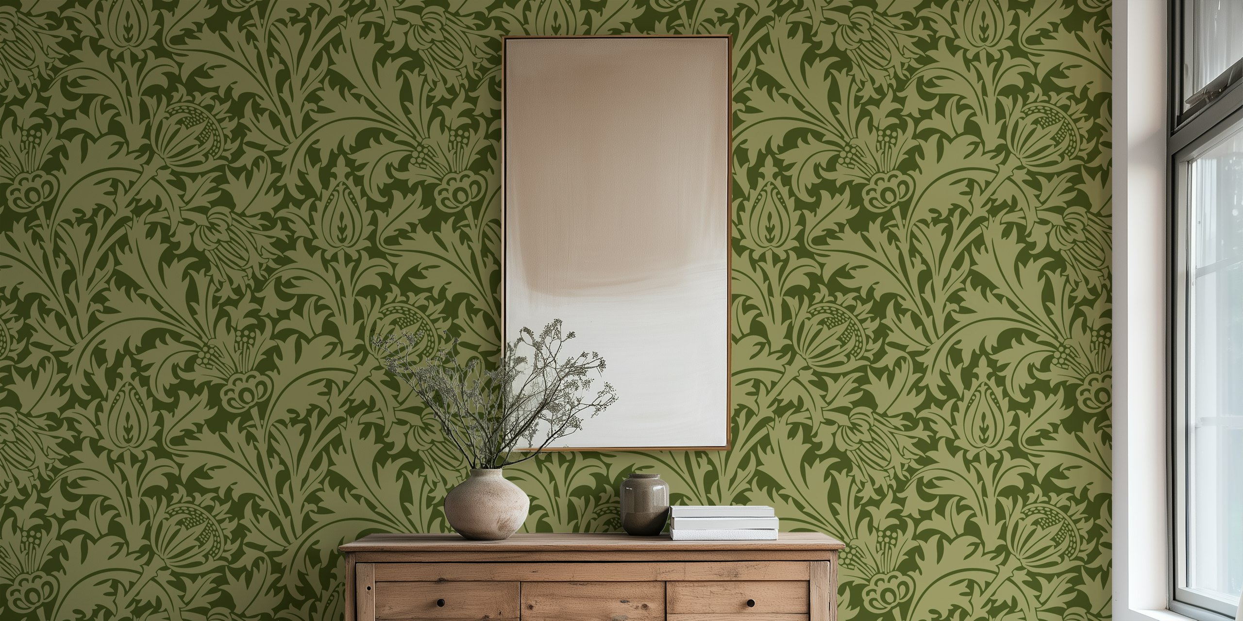 Victorian Pure Thistle 7 behang in een kamer