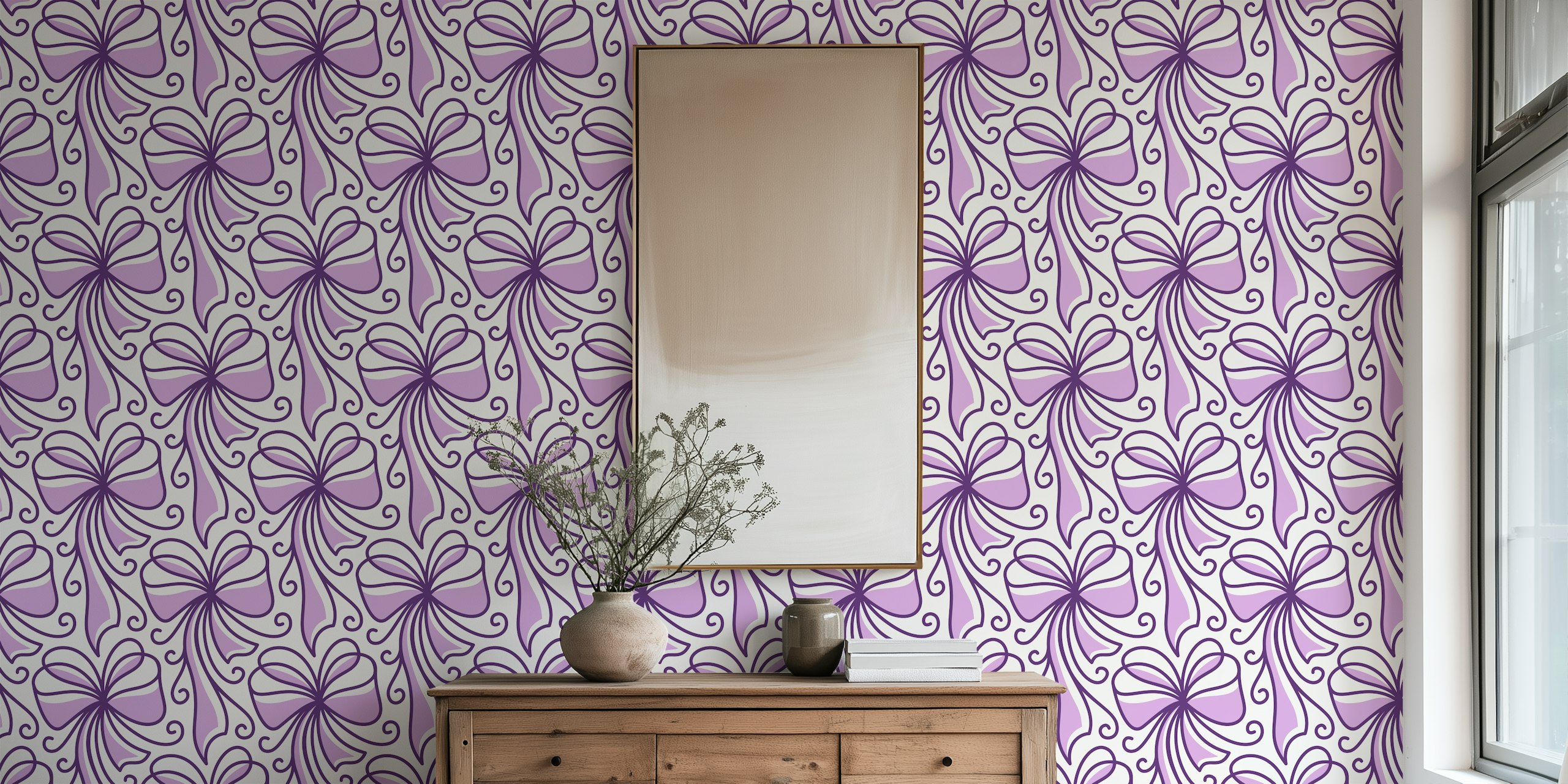 Papier peint Purple Lavender Ribbon dans une pièce