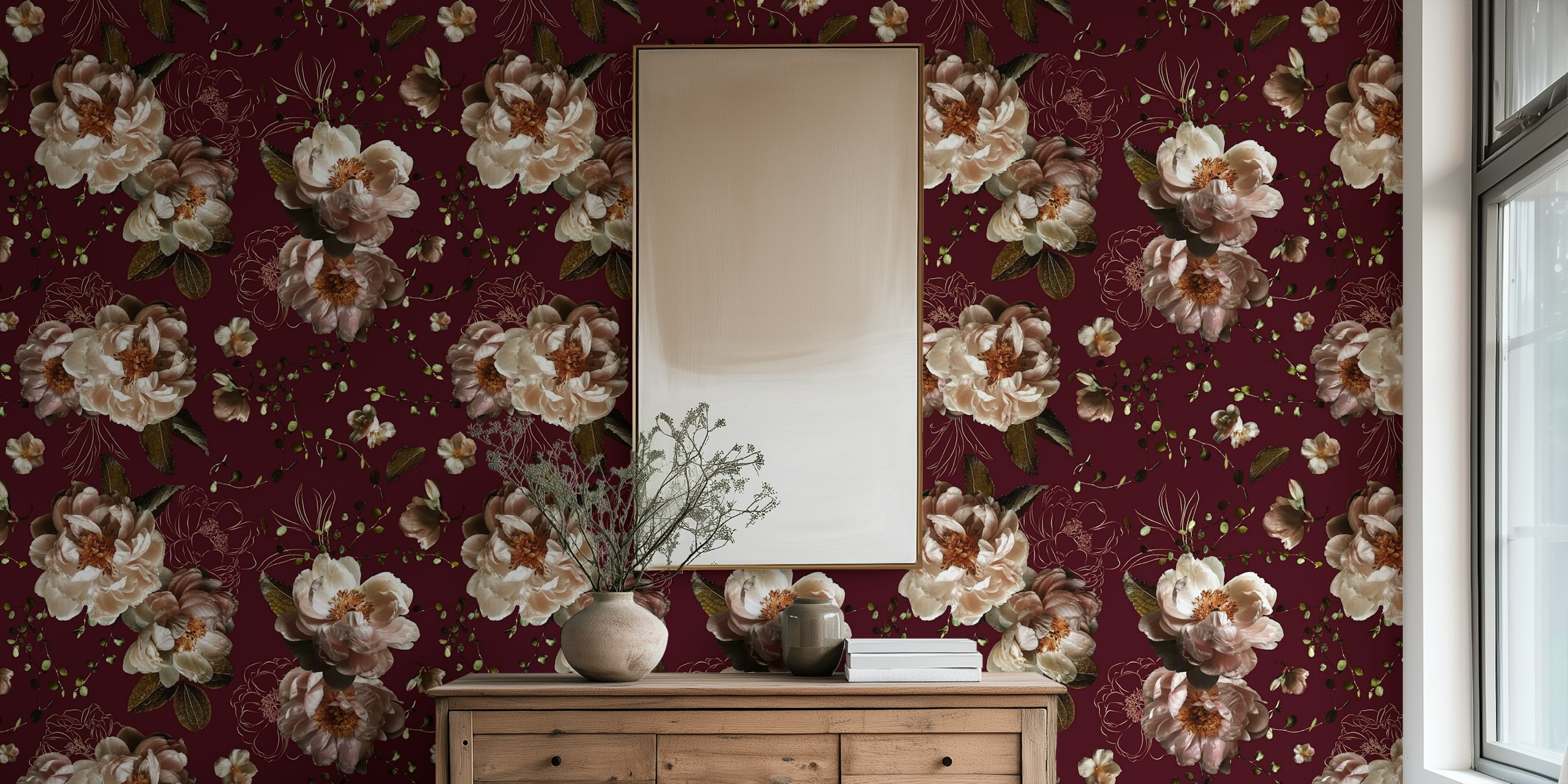 Chic Peony Extravaganza wallpaper in a room