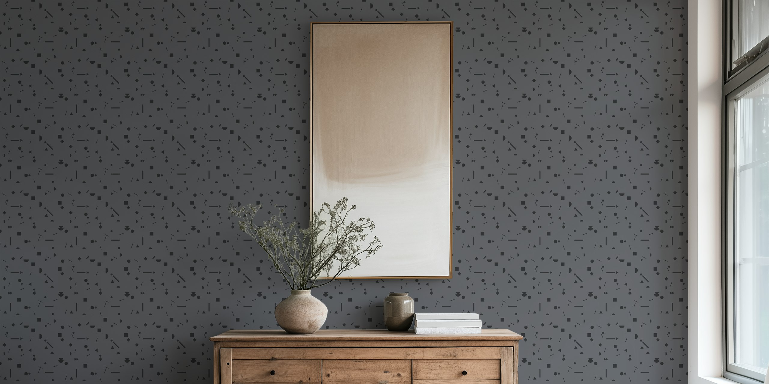 Tapeta Modern Geo Abstract Grey u sobi