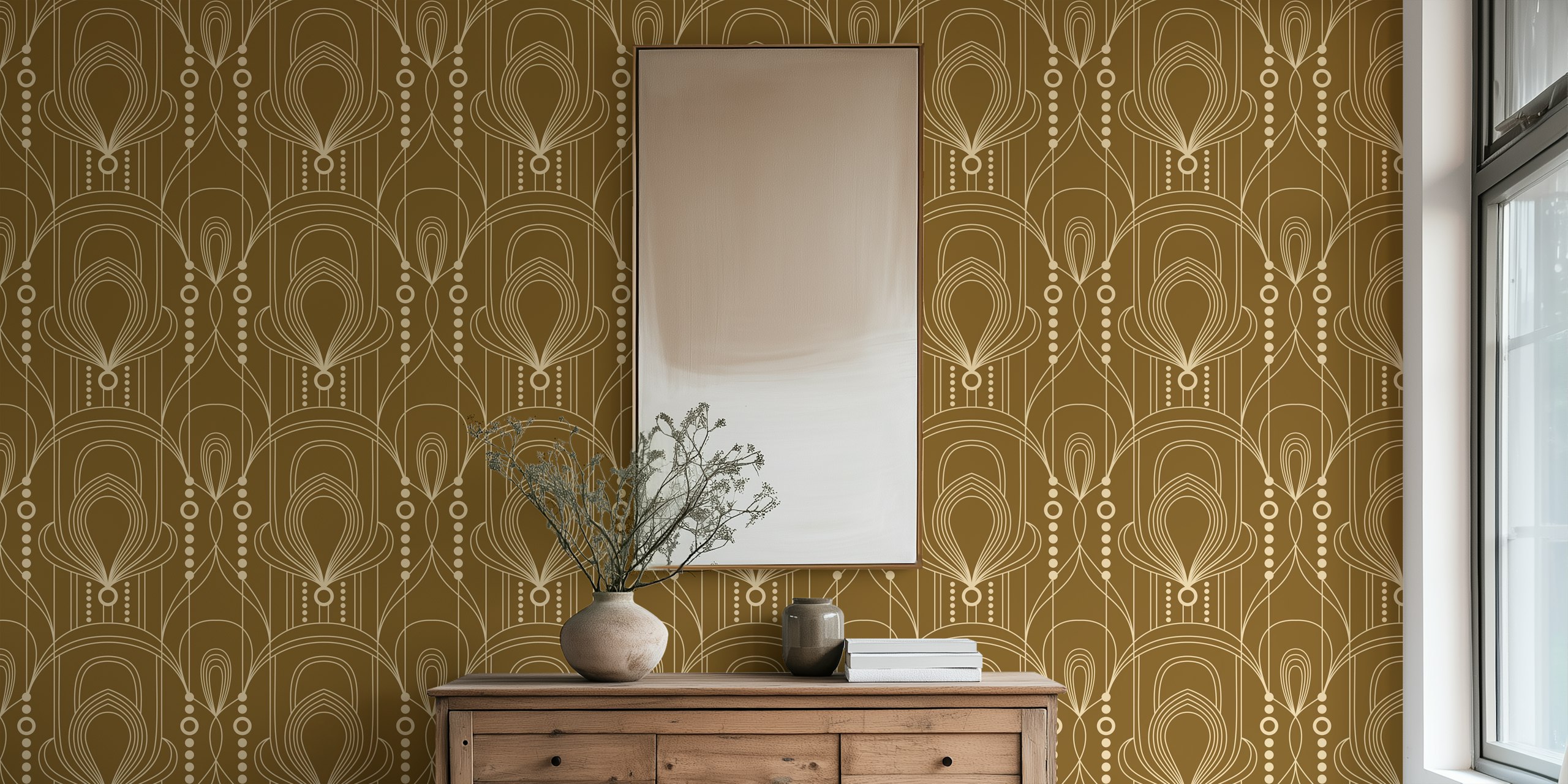 Vintage Charm Canvas behang tentoongesteld in een kamer
