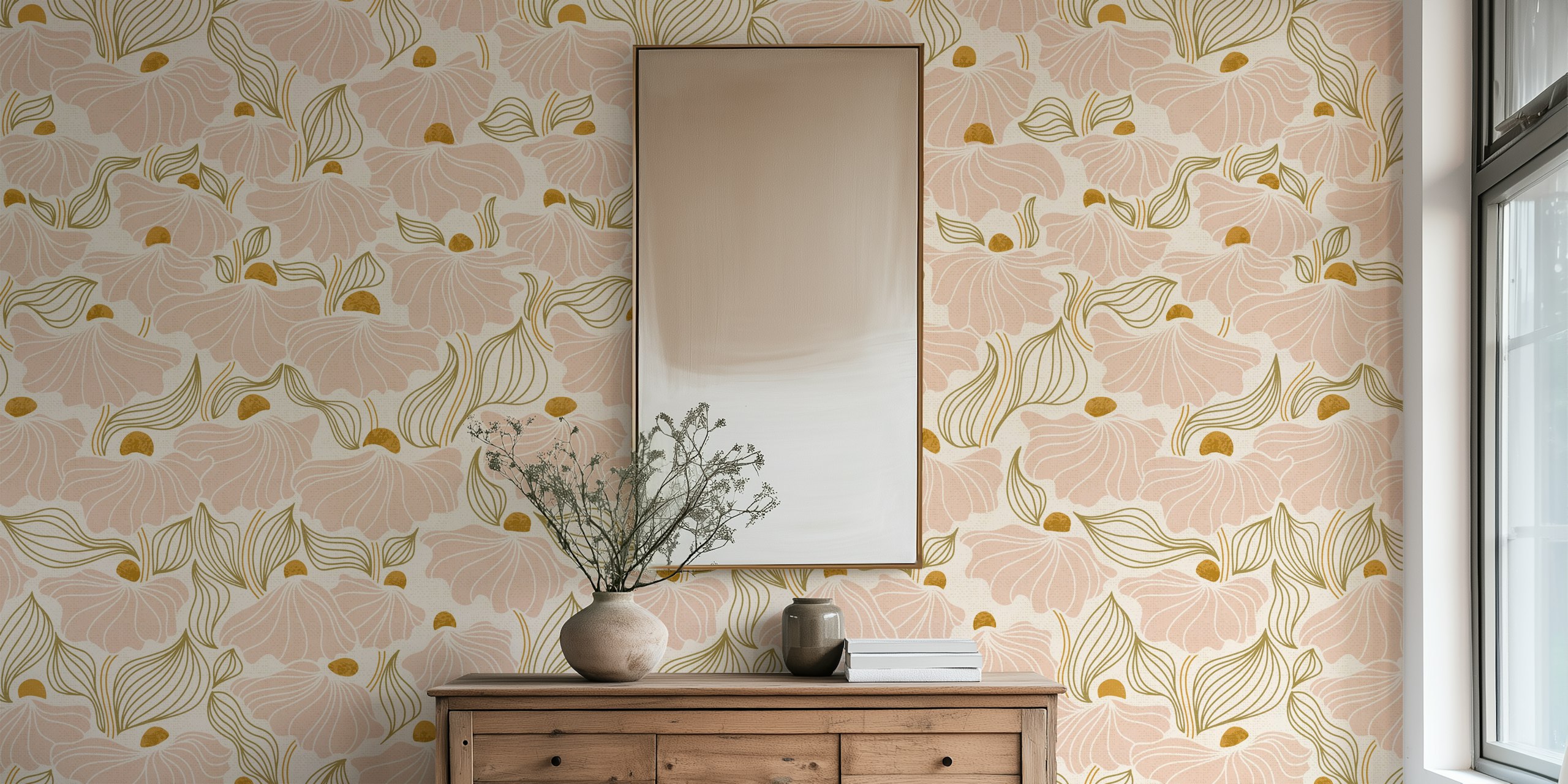 Calming wallpaper design avec des fleurs blush