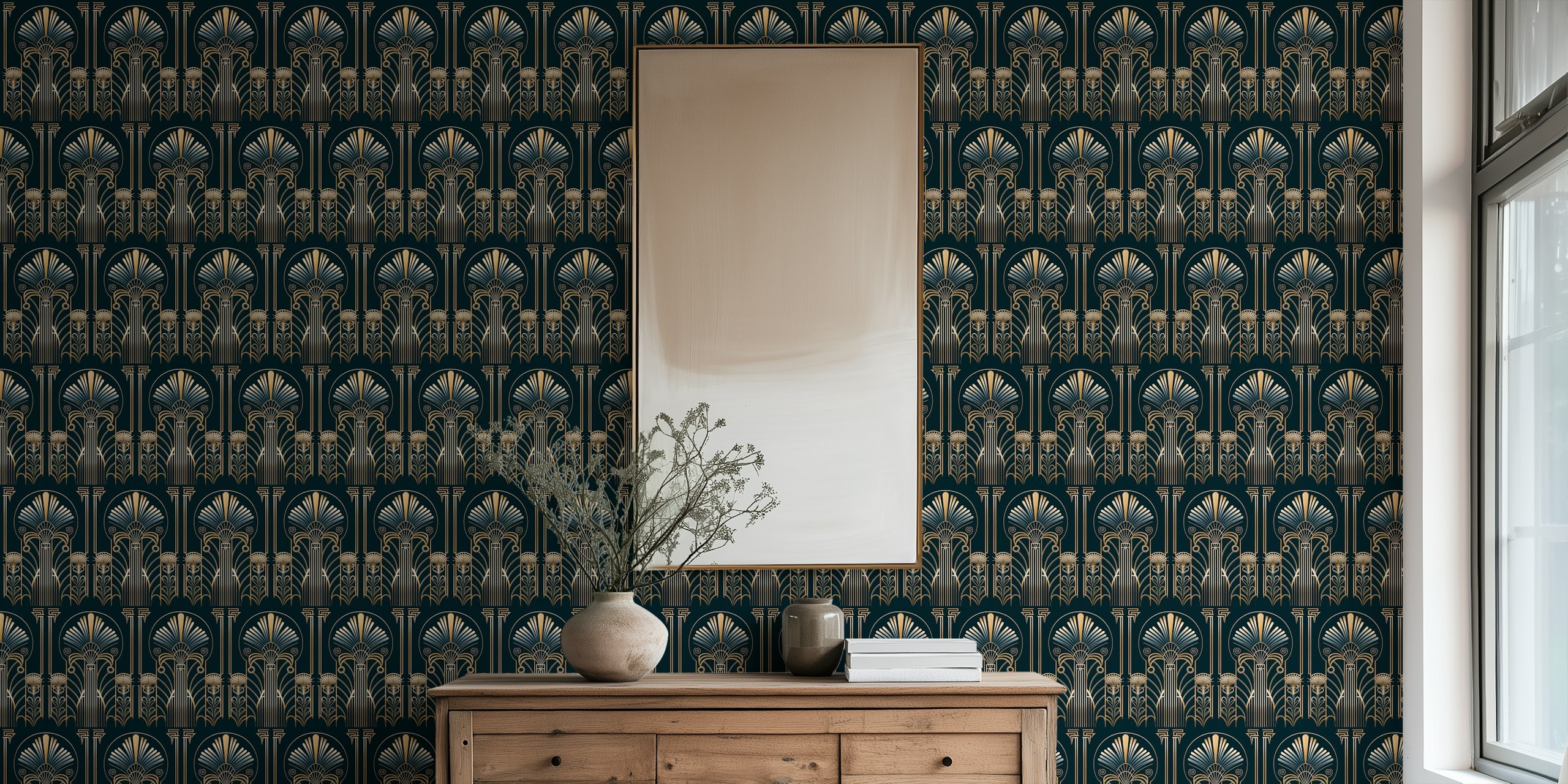 Návrh tapety Bohemian Luxury Gold Blue