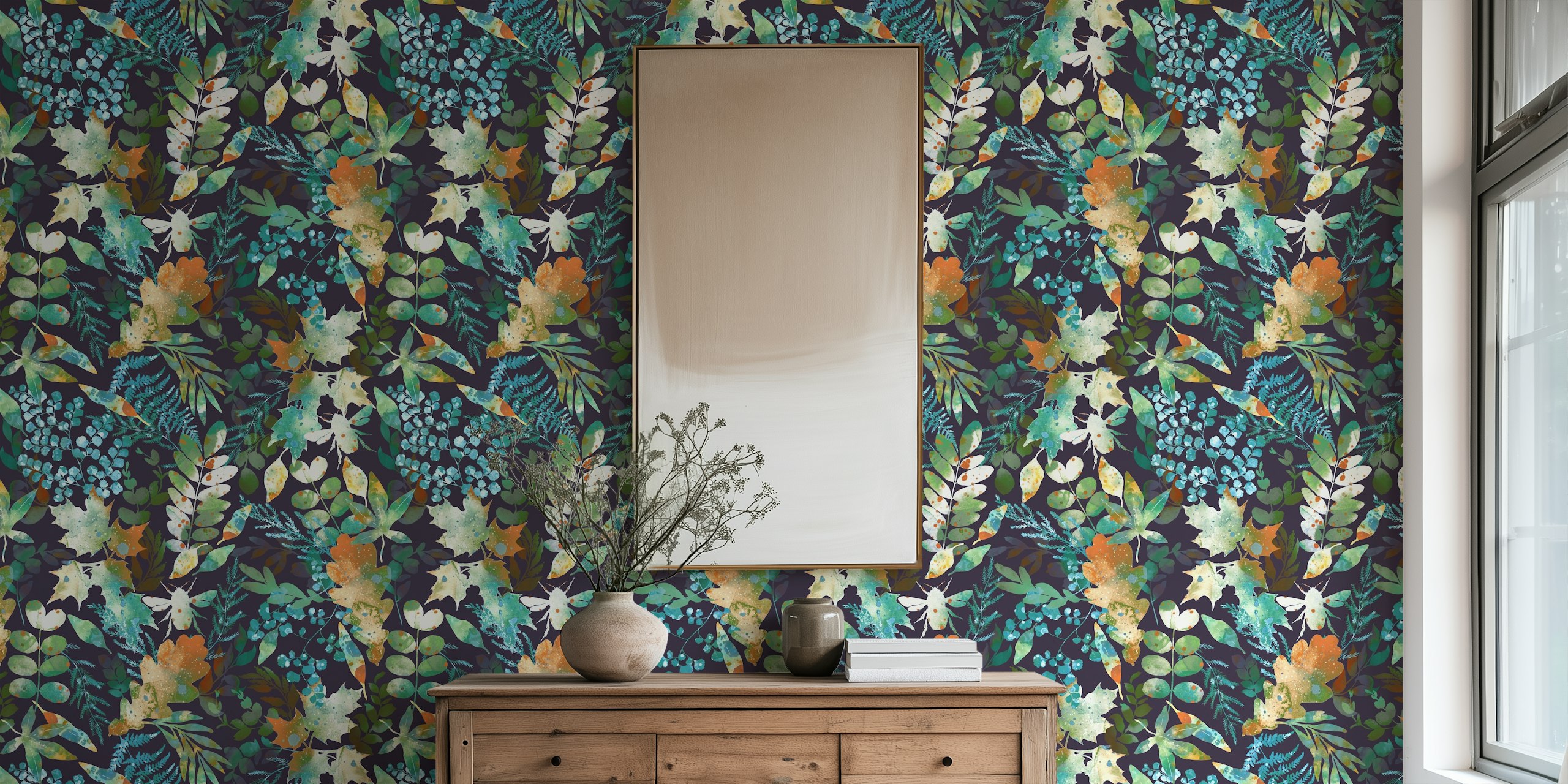 Botanical Night Elegance tapet i ett rum