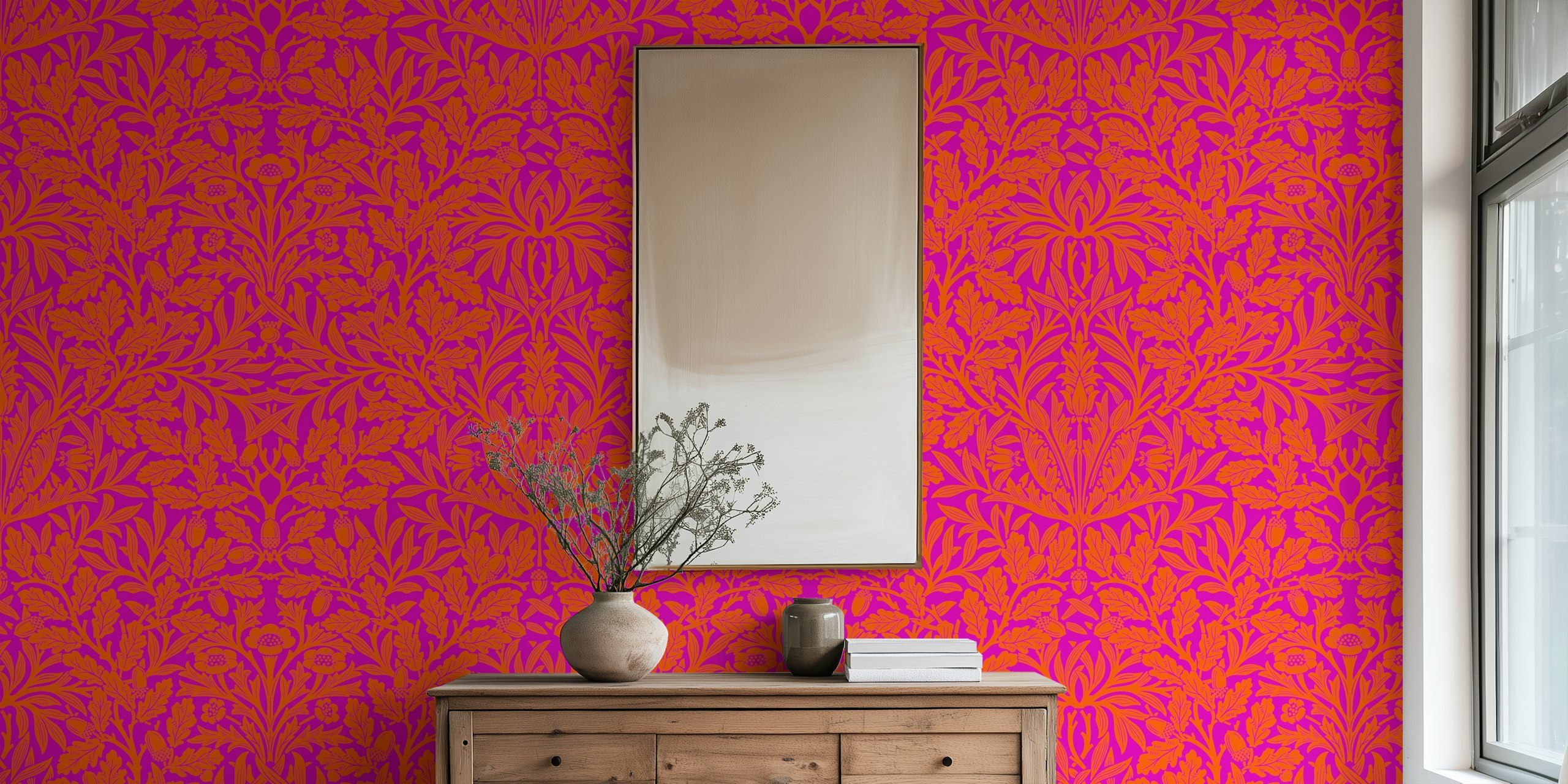 Victorian Acorn pattern tapet i ett rum