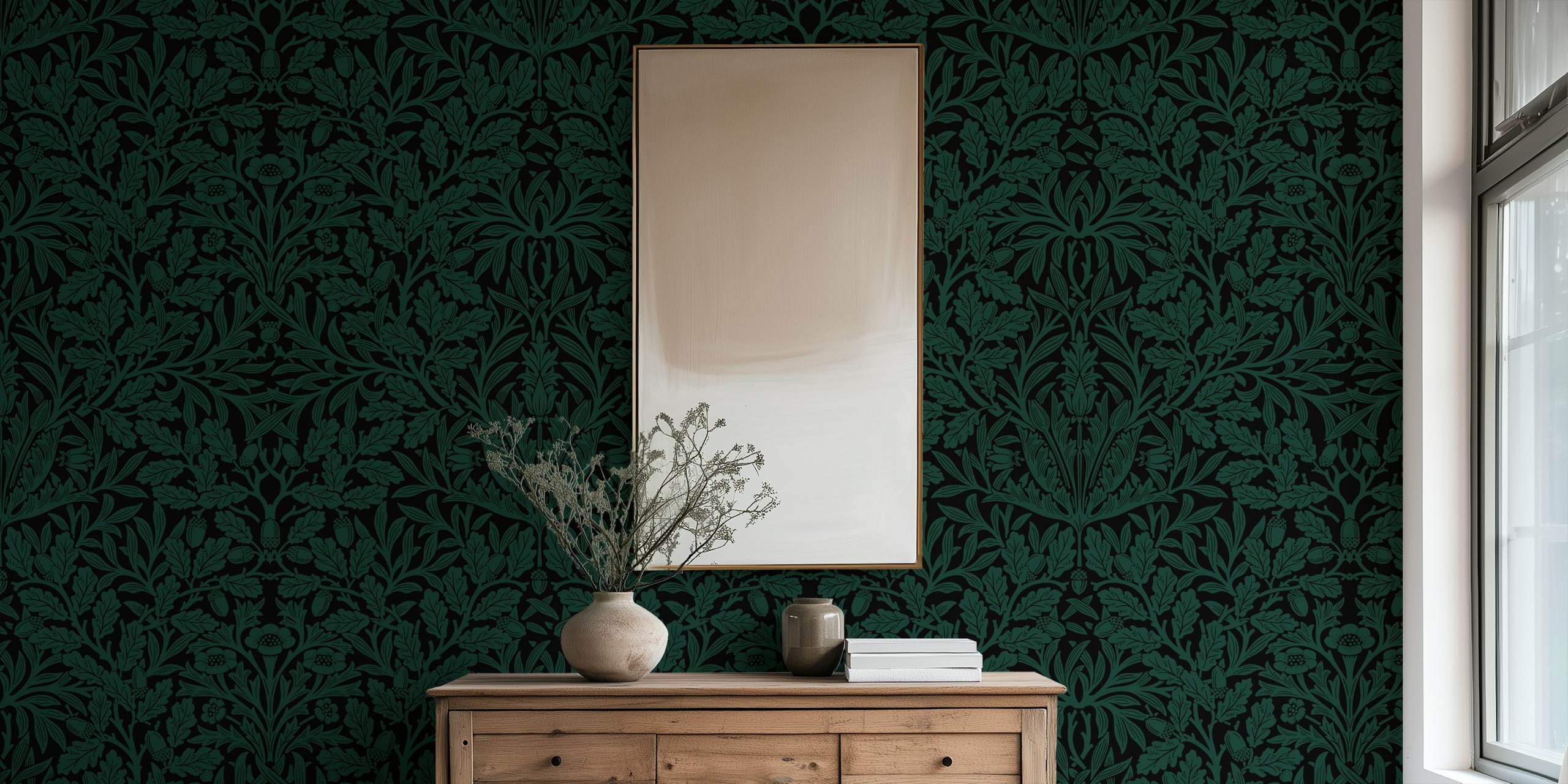Victorian Acorn pattern tapetti huoneessa