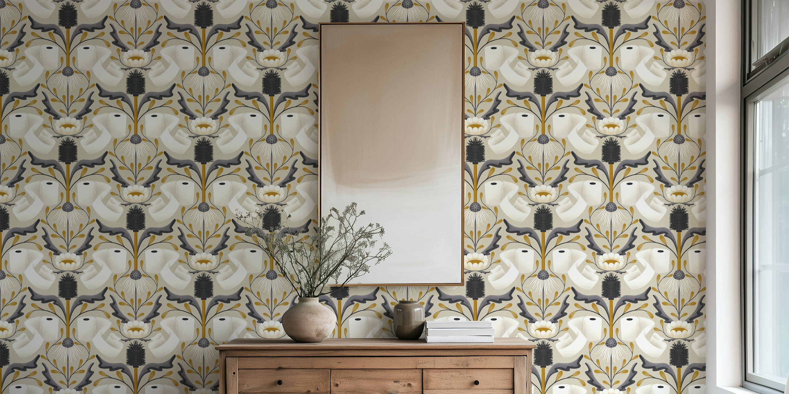 Toilet aesthetic wallpaper design in a room