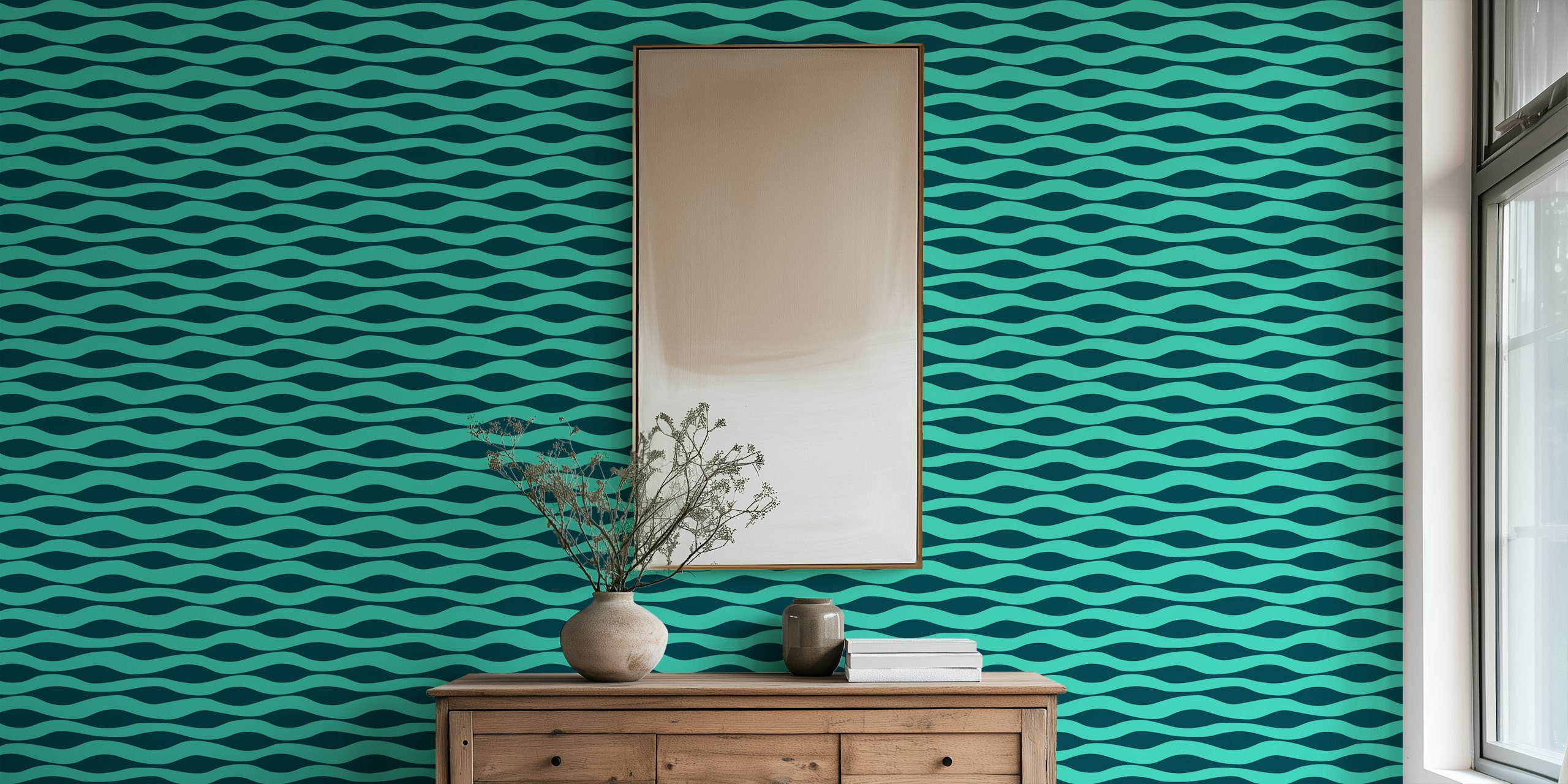 Ταπετσαρία Ripples Abstract Stripes σε ένα δωμάτιο