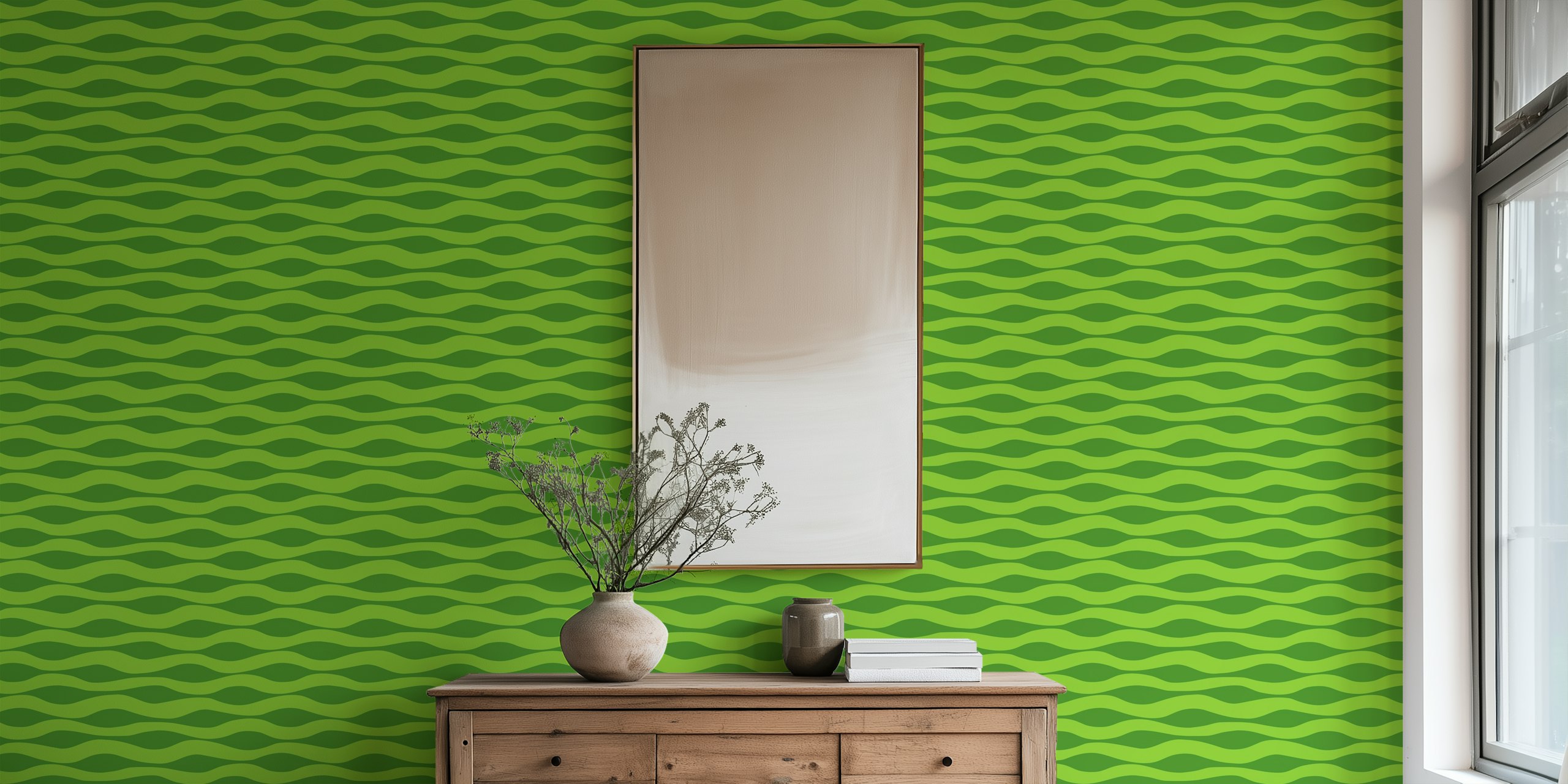 Ripples Abstract Stripes wallpaper in a room