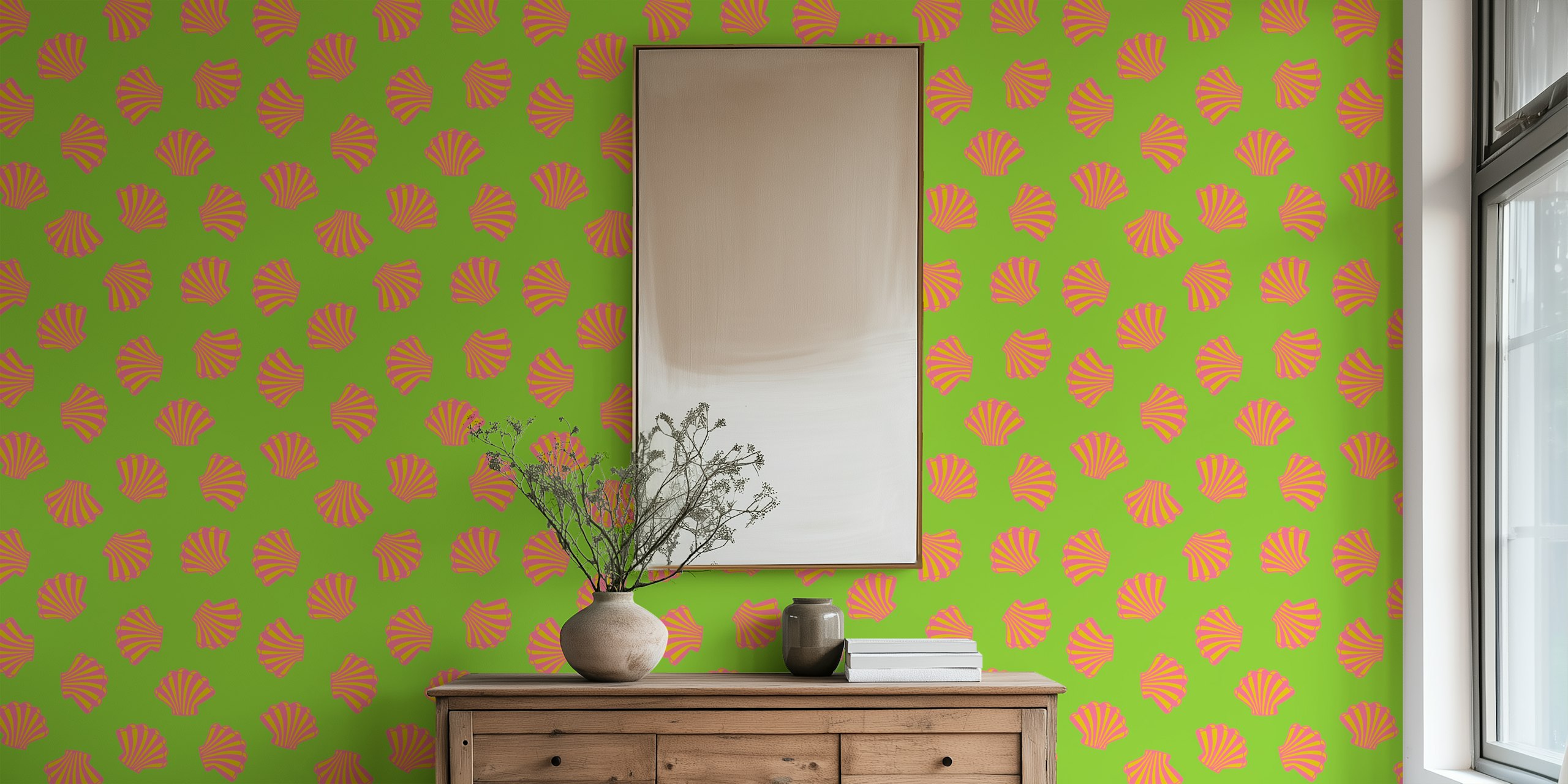 Seashells Coast wallpaper in a bright room