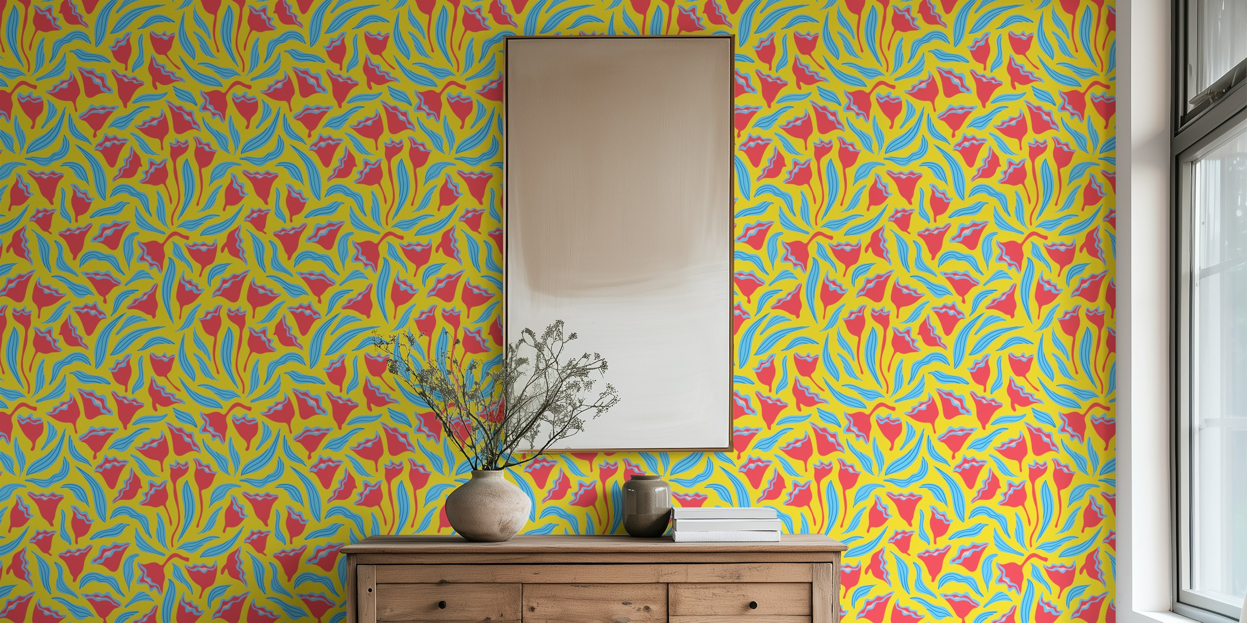 Kleurrijk Tulip Pop Bright Retro Groovy bloemontwerp