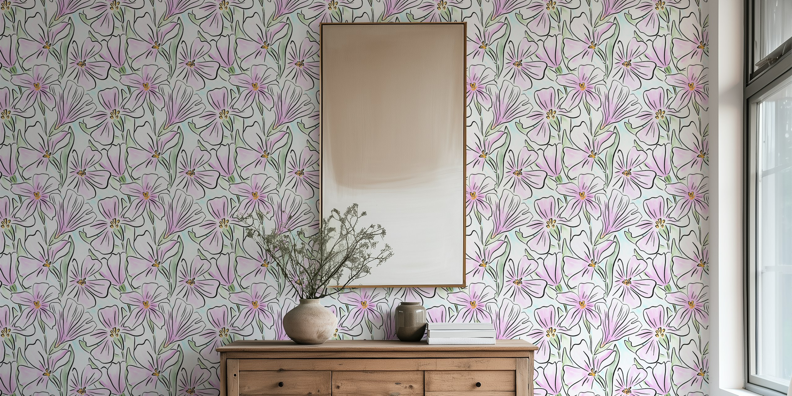 Ταπετσαρία Watercolour Blossoming Spring Charm σε ένα δωμάτιο