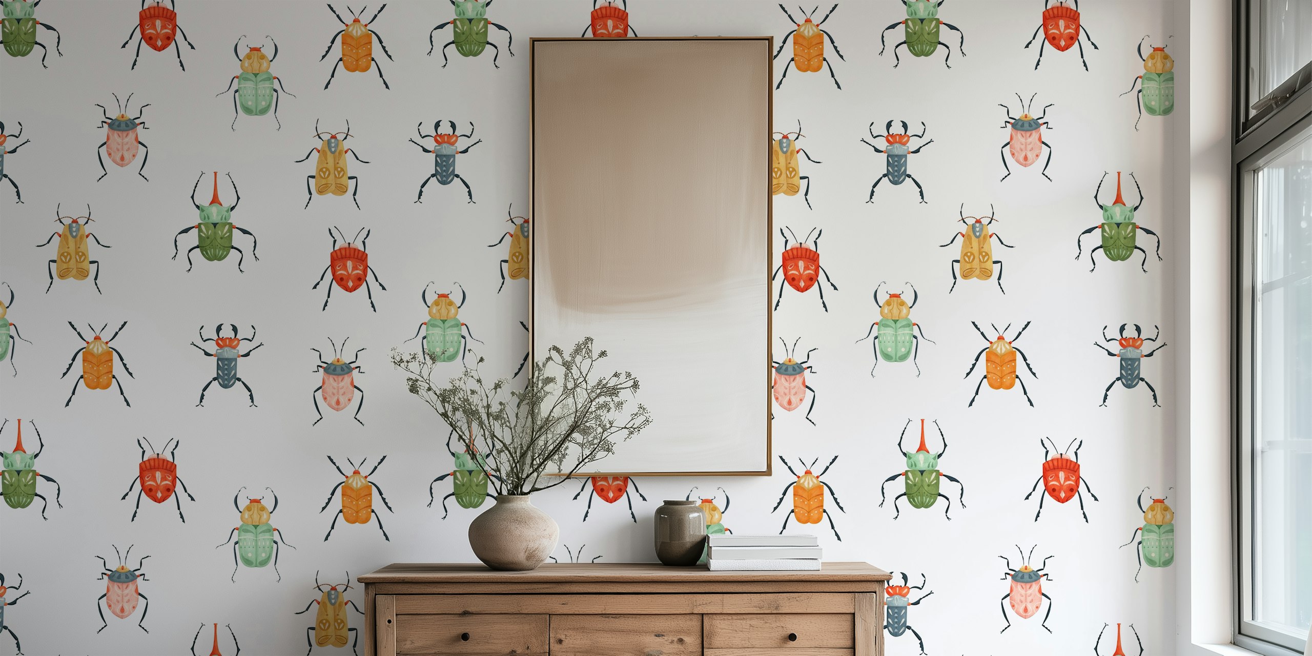 Bold Beetle wallpaper in a stylish room