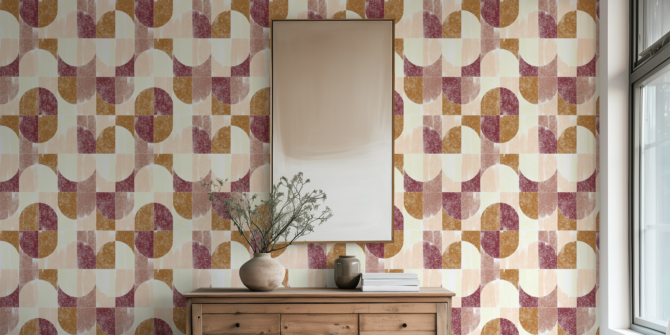 Sponge Painting Geo Tiles Fall Vibes tapet i ett rum