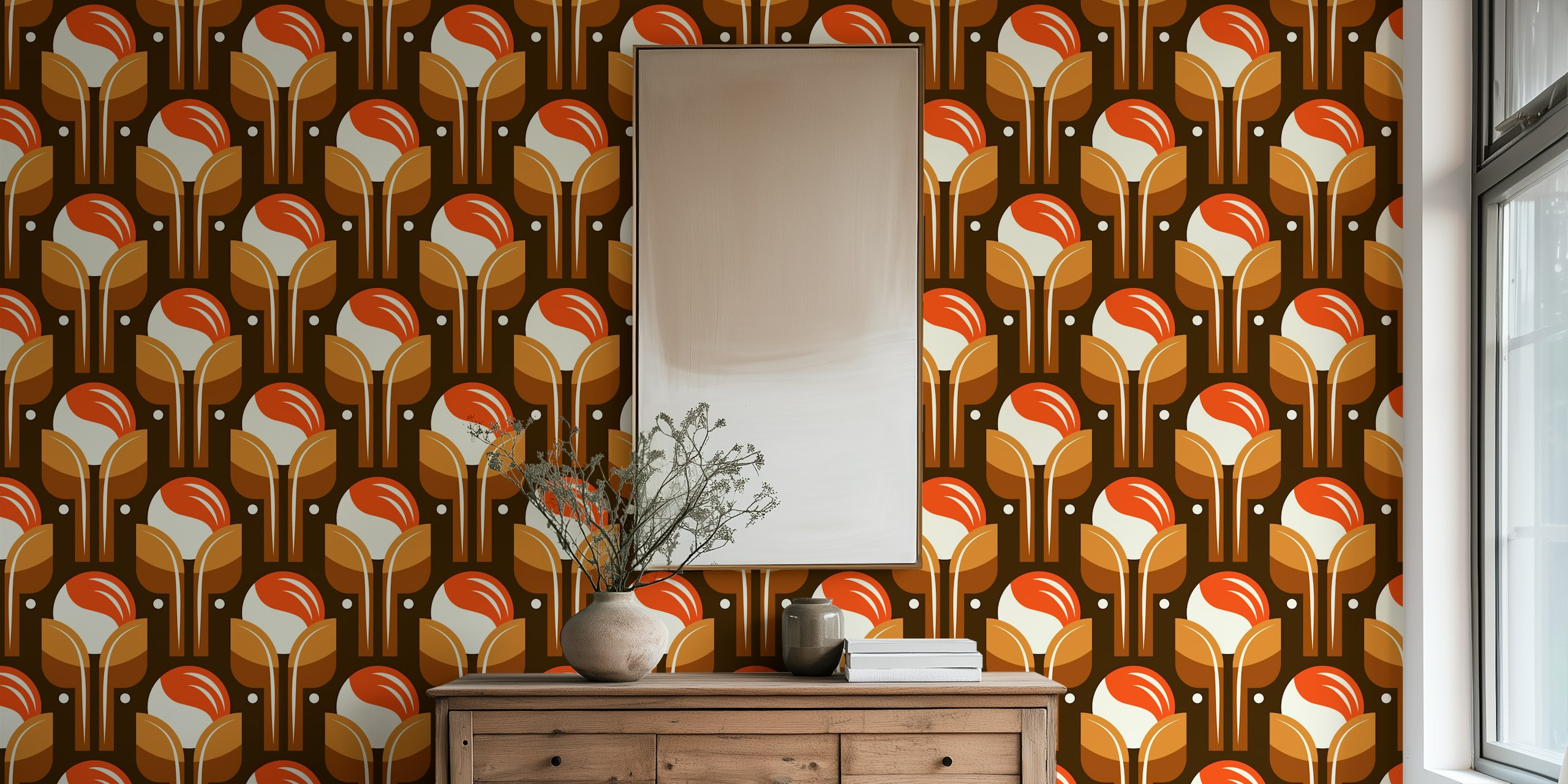 Autumn retro blossom wallpaper v místnosti