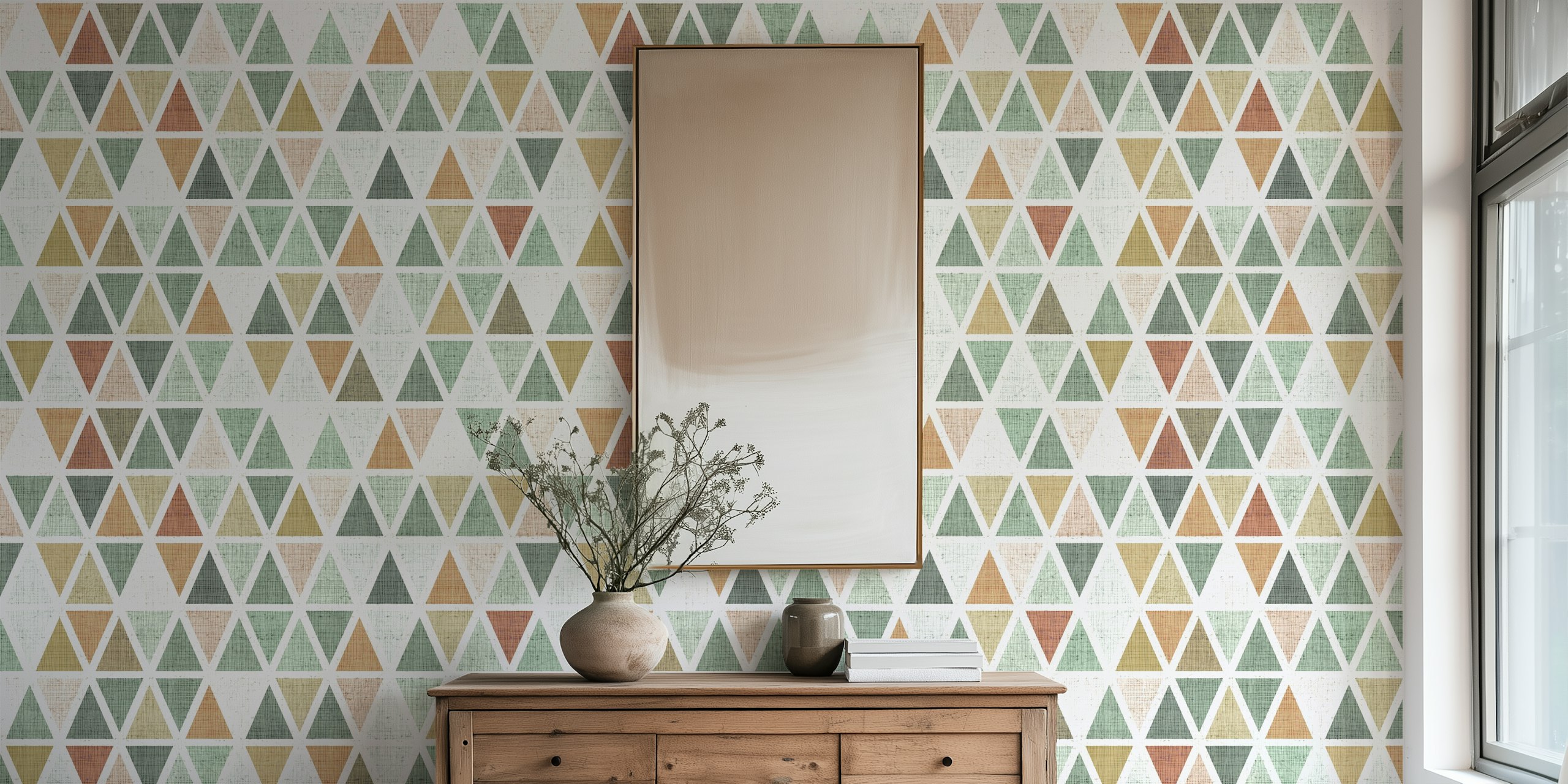 Neutral Triangles04 tapet i en rominnredning