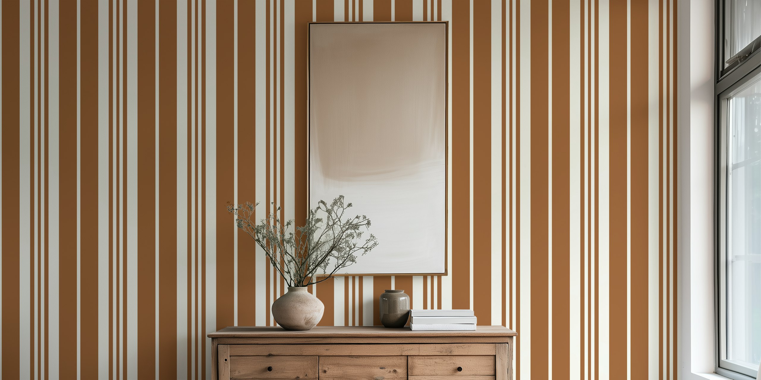 Classic vintage brown stripes Muster in einem Raum
