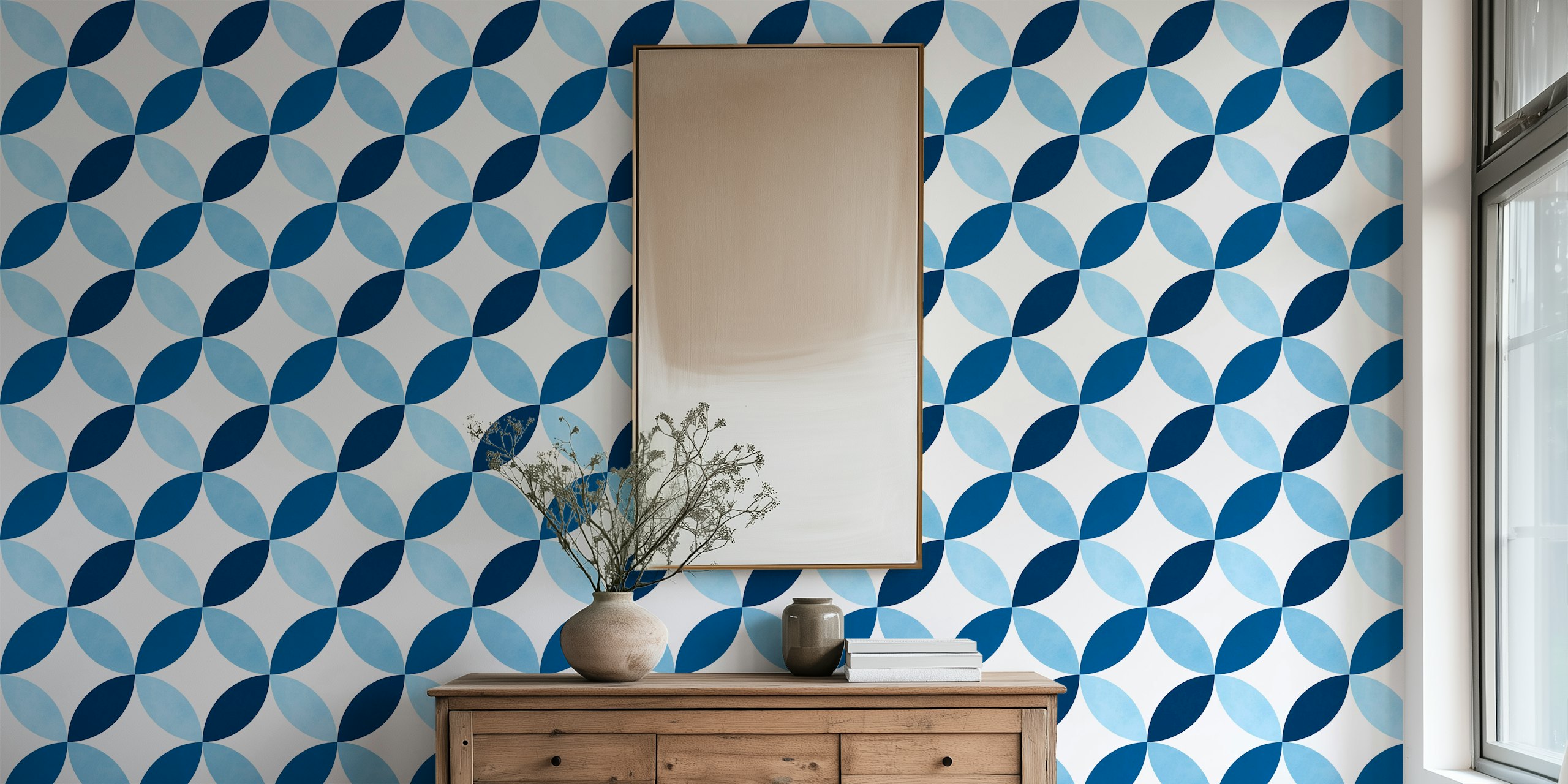 Papier peint Blue geometric pattern dans une pièce