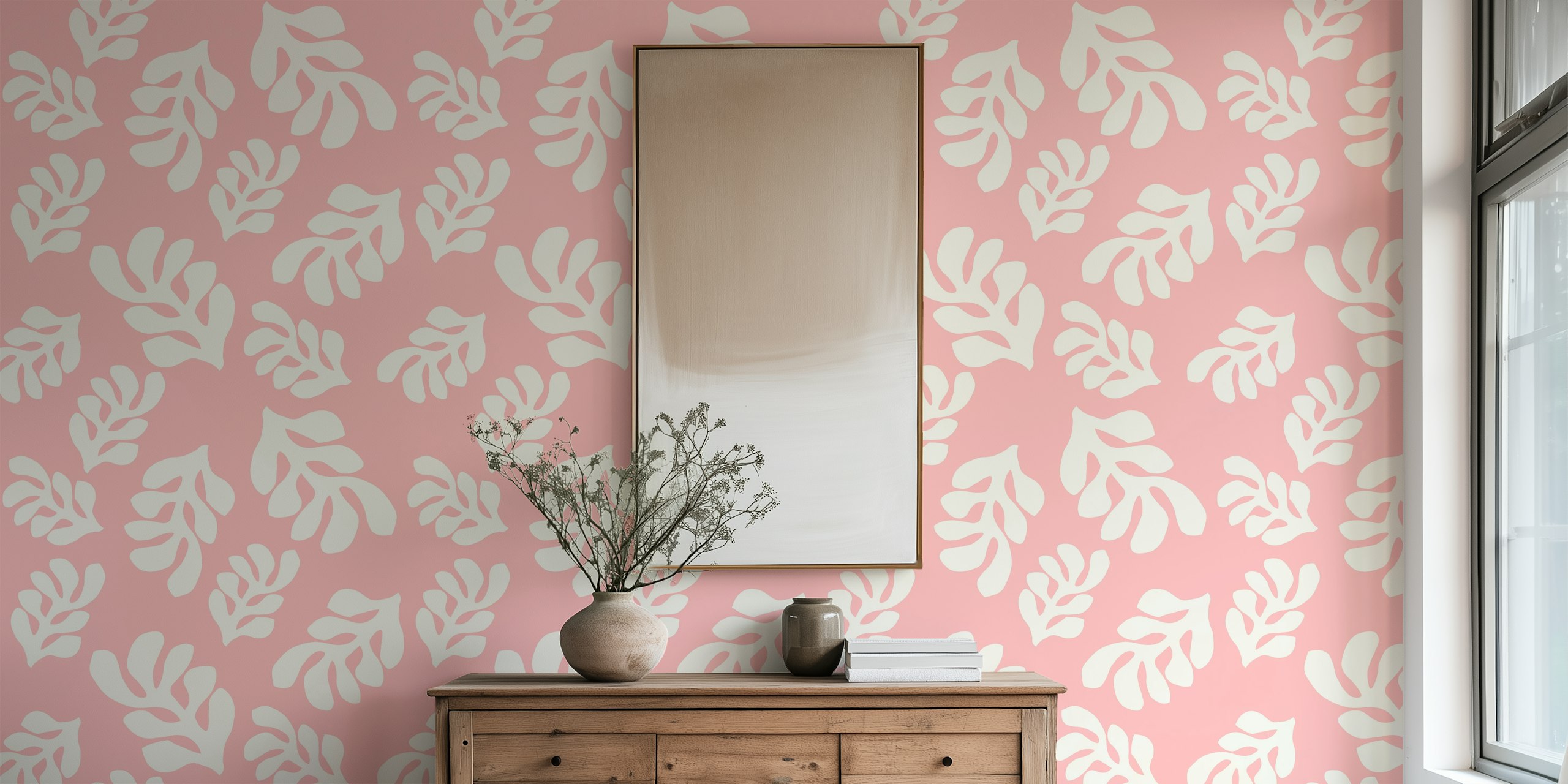 Pink Matisse art wallpaper in a room