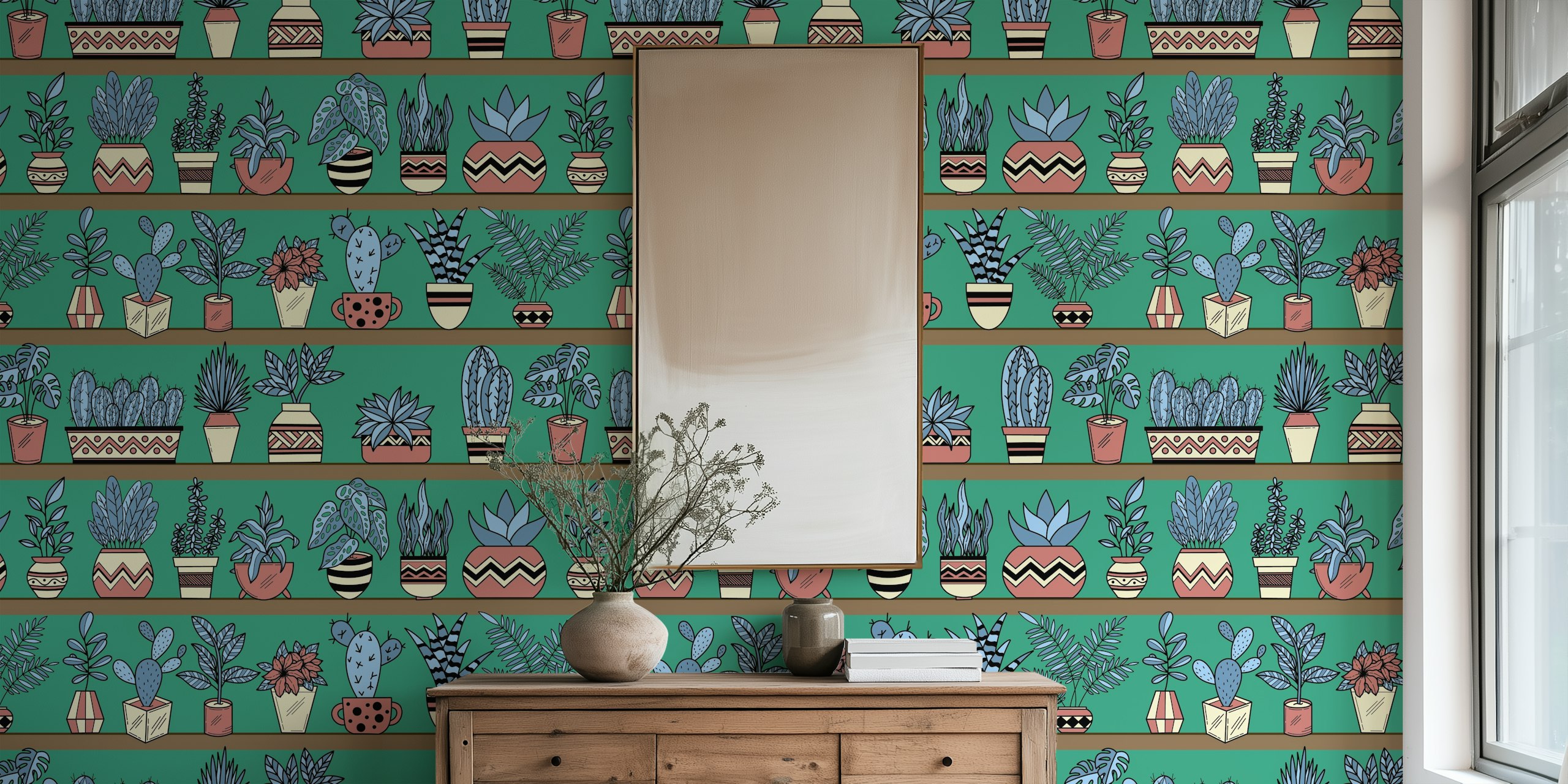 Shelves with Vase Plants design tapety