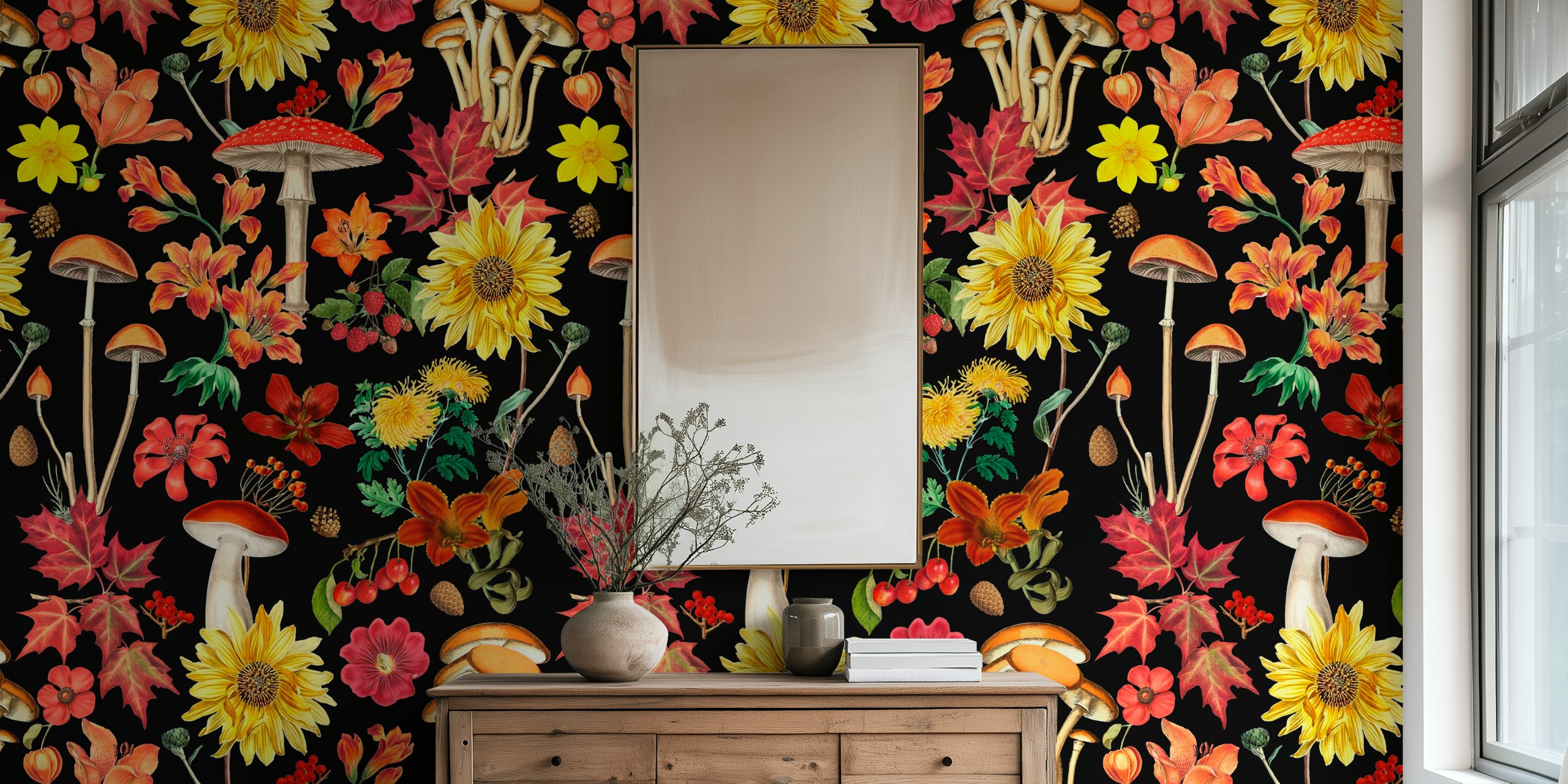 Cozy woodland vibrant autumn vibes wallpaper