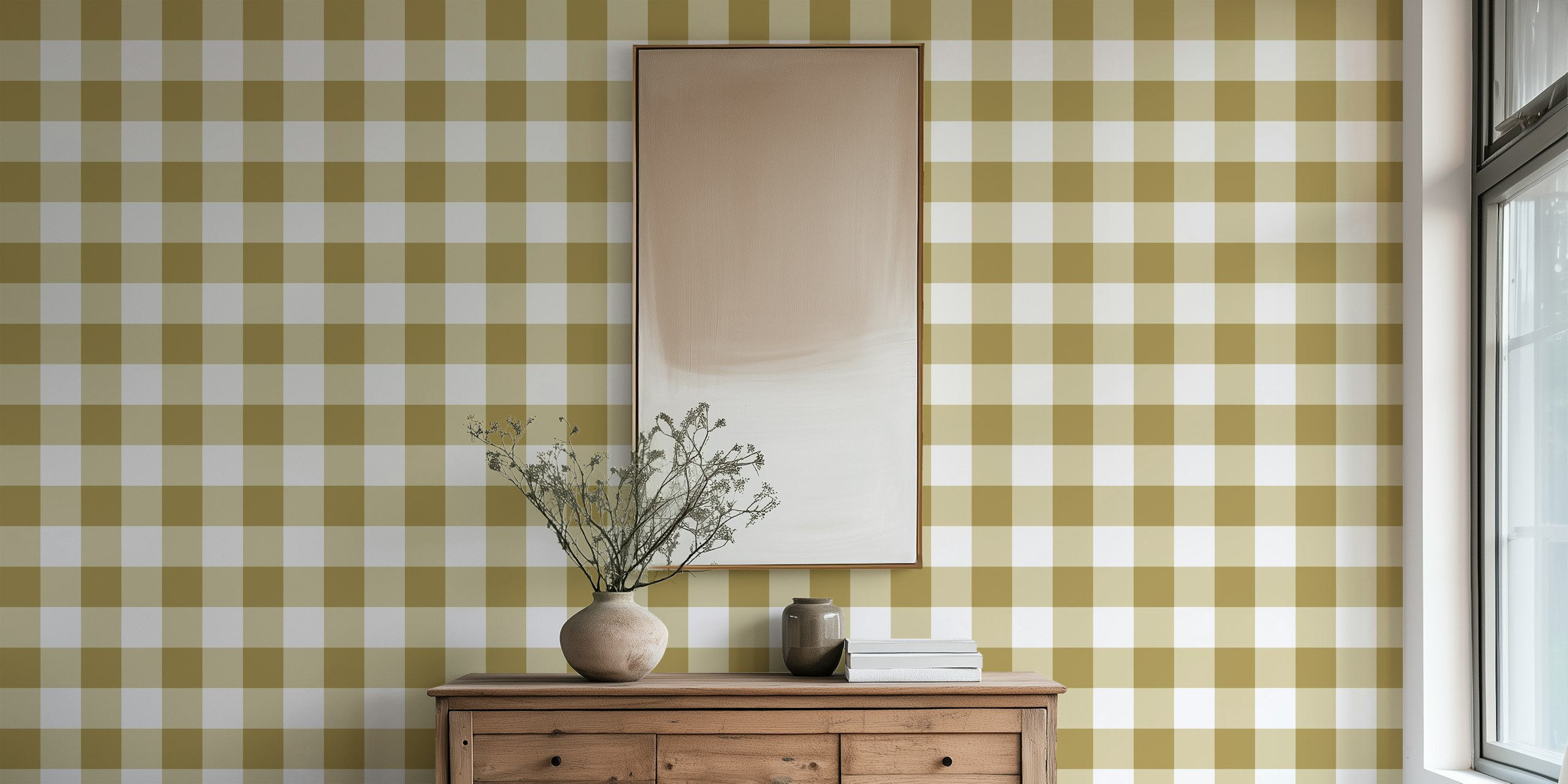 Gingham 7 Bronze tapet i et rom