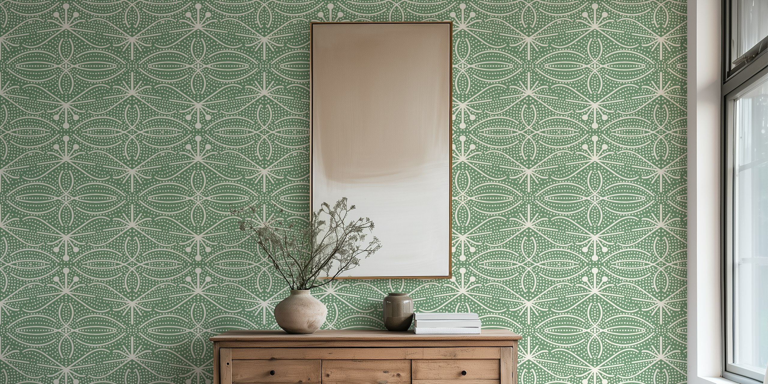 Ταπετσαρία Bohemian Chic Leaves σε ρύθμιση δωματίου