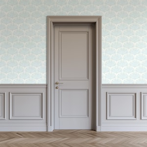 Palm Leaf Serenity - Pale Blue Grey