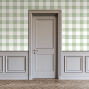 Sage Green Simple Gingham Check Plaid
