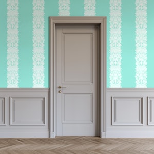 White Lace Stripes on Turquoise