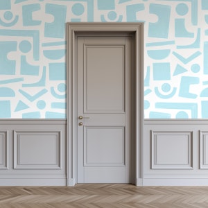Large Geometric Abstraction Shapes Soft Blue