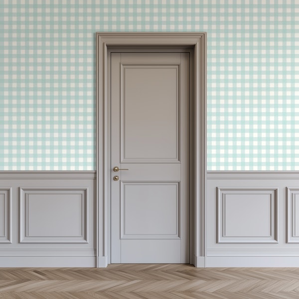 Soft Aqua Mint Checkered