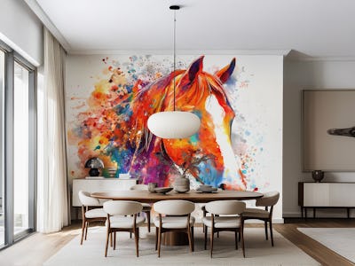 Vibrant Watercolor Horse Portrait